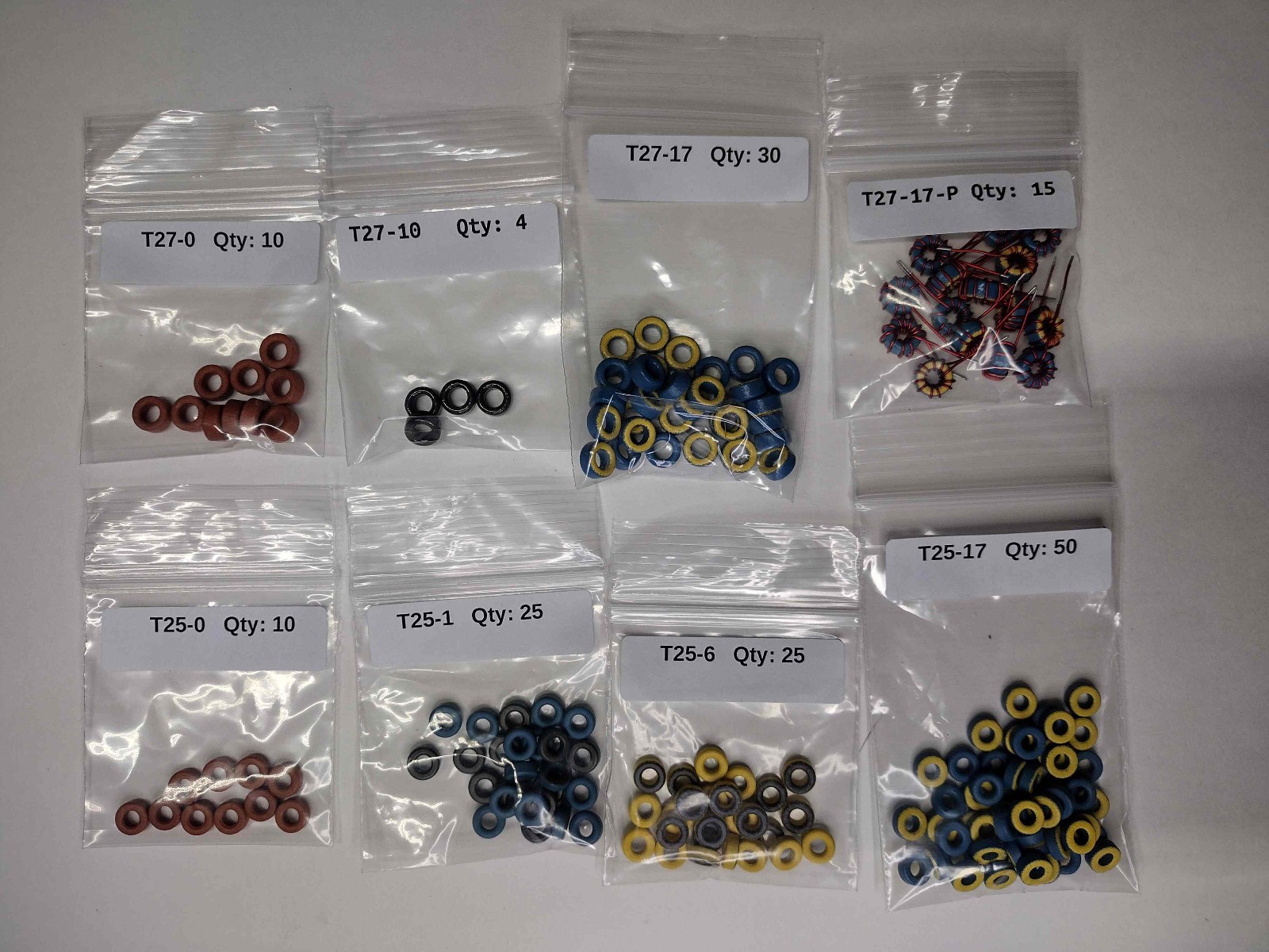 RF Toroid Assortment MicroMetals Fair-Rite 28 Values 492pcs Total