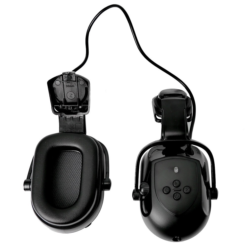 Bluetooth Hard Hat Ear Muffs, NRR 29dB Adjustable Cap-mounted Ear muff, Black