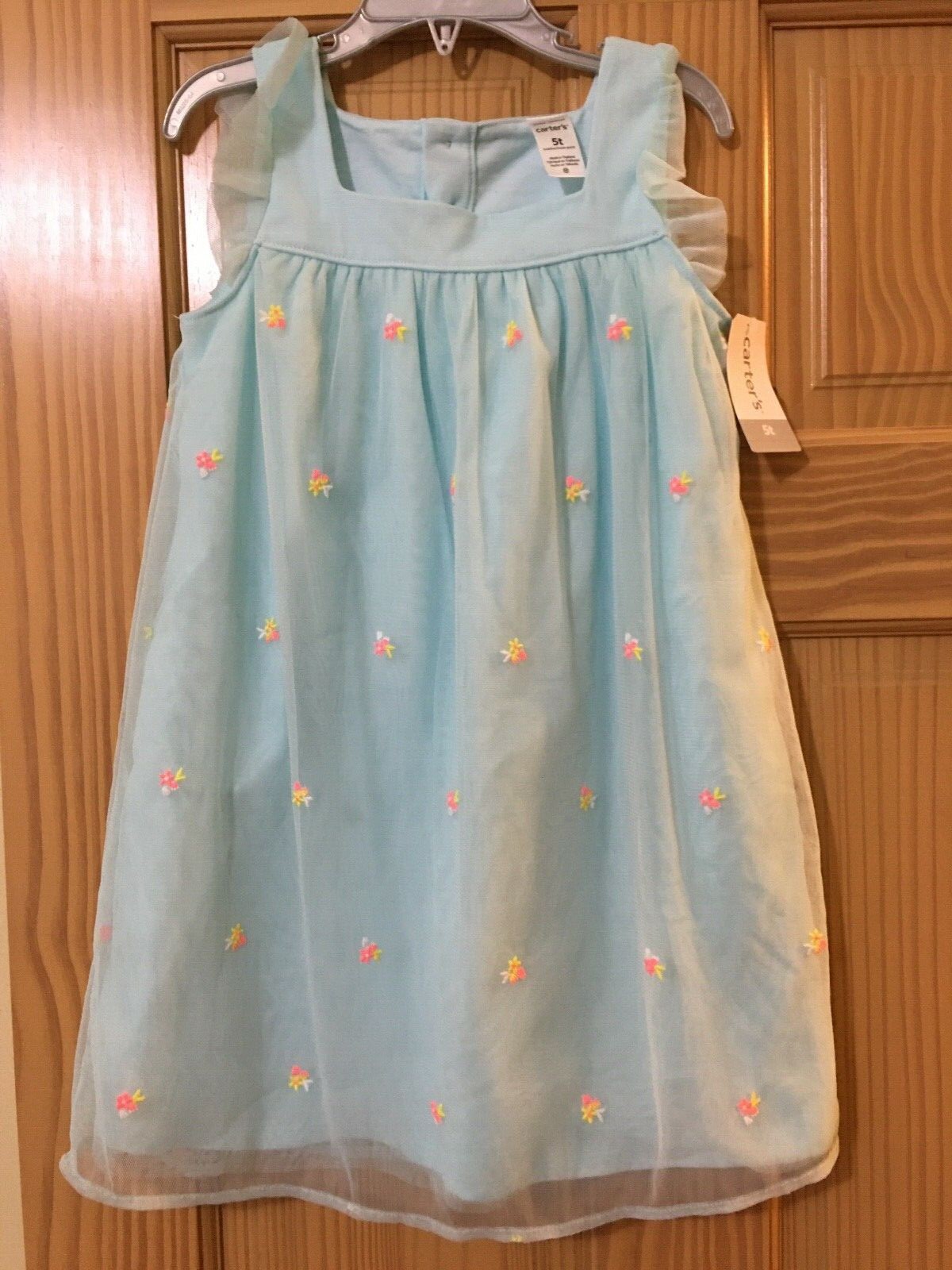 NWT Carter's Flowers Floral Dress Girls Blue Tulle 24M,2T,3T,4T,5T
