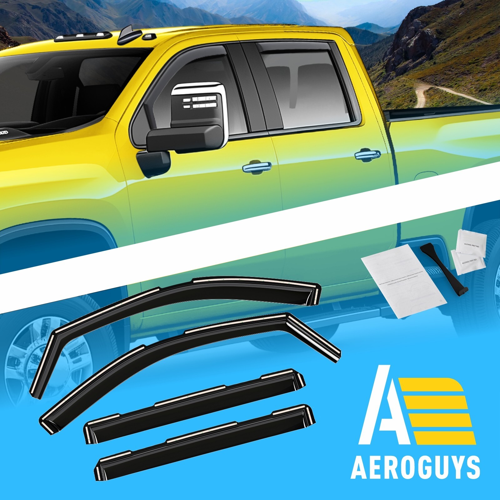 Rain Visors Wind Rain Guards for 2020-2026 Chevy Silverado Crew Cab 2500/3500