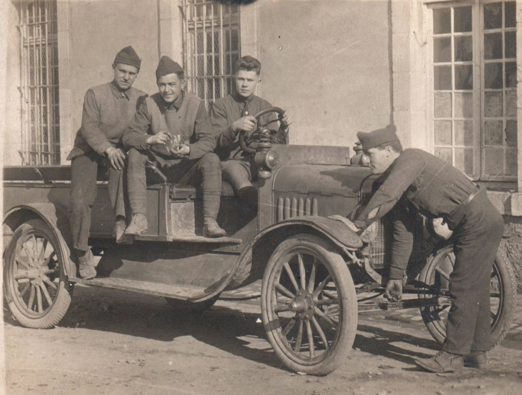 WWI US Army Soldiers In Luxembourg With Truck Real Photo Postcard RPPC