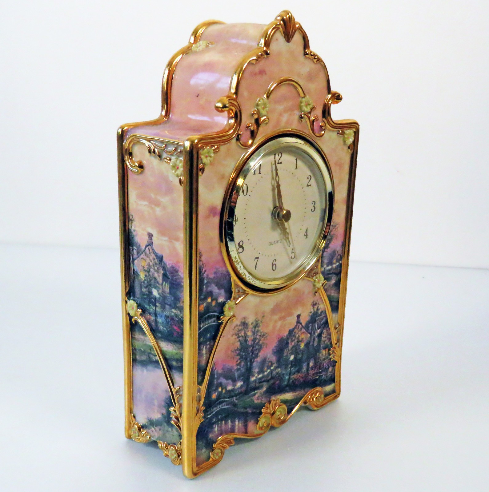 Bradford Exchange Thomas Kinkade Lamplight Lane Heirloom Porcelain Clock Ltd Ed