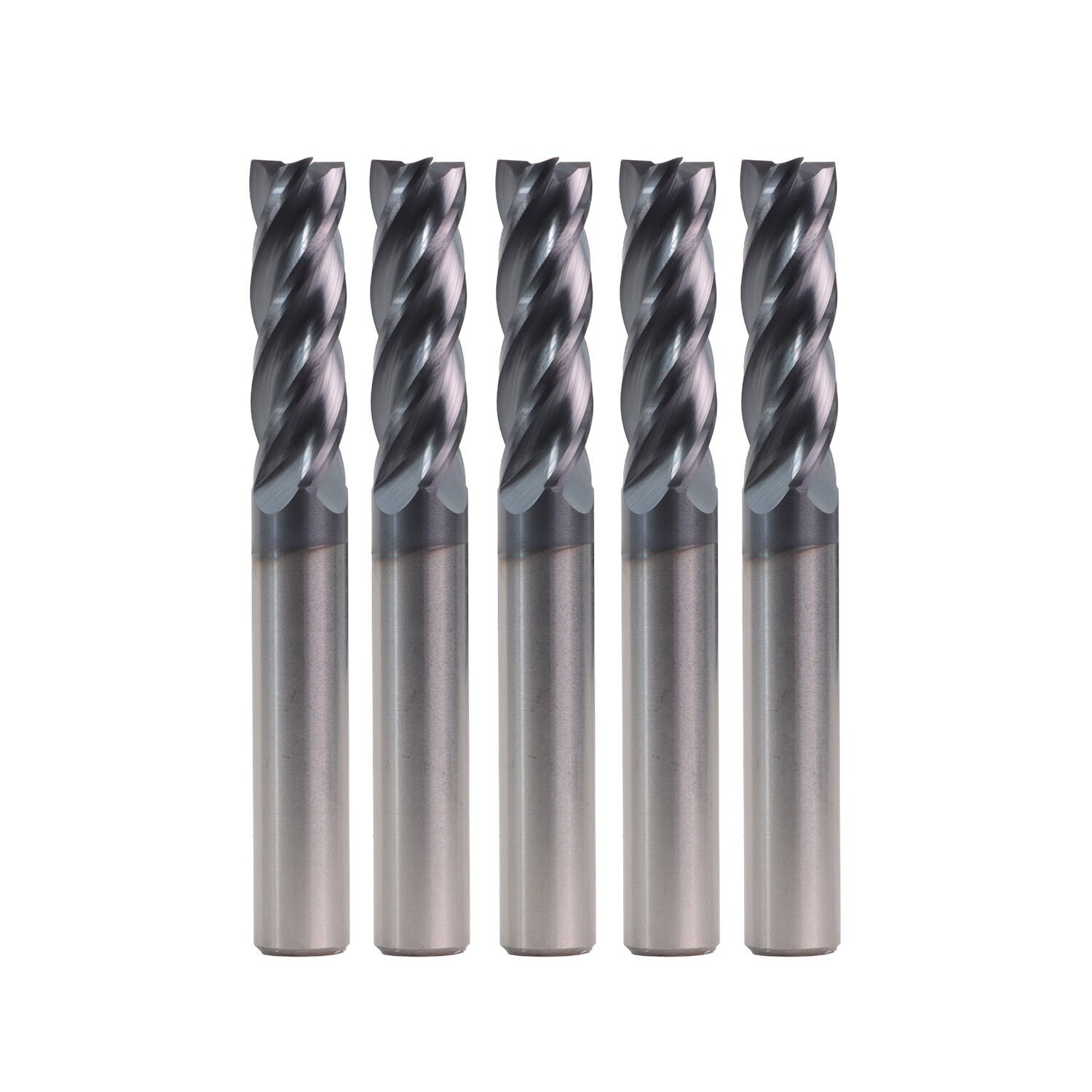5PCS 4 Flute 3/8" x 1-1/4" x 3" Long Solid Carbide End Mill - AlTiN Coated