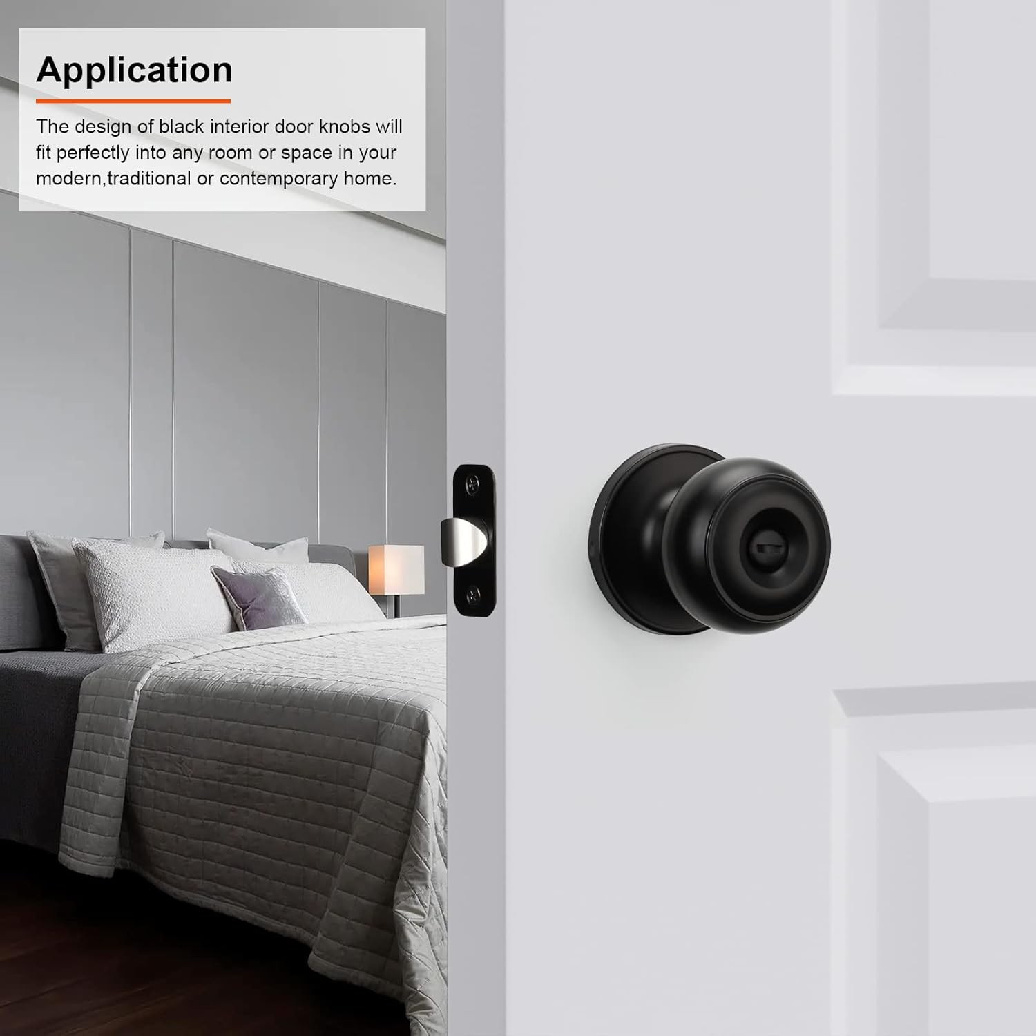 10 Packs Black Interior Door Knob, Matte Black Door Knob Interior Privacy