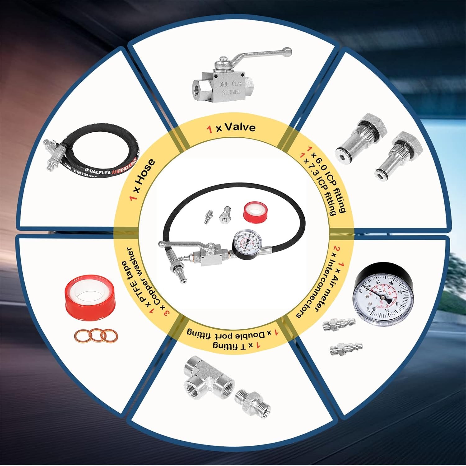 High Pressure Oil System IPR Air Test Tool Kit for Ford 6.0L-7.3L Powerstroke