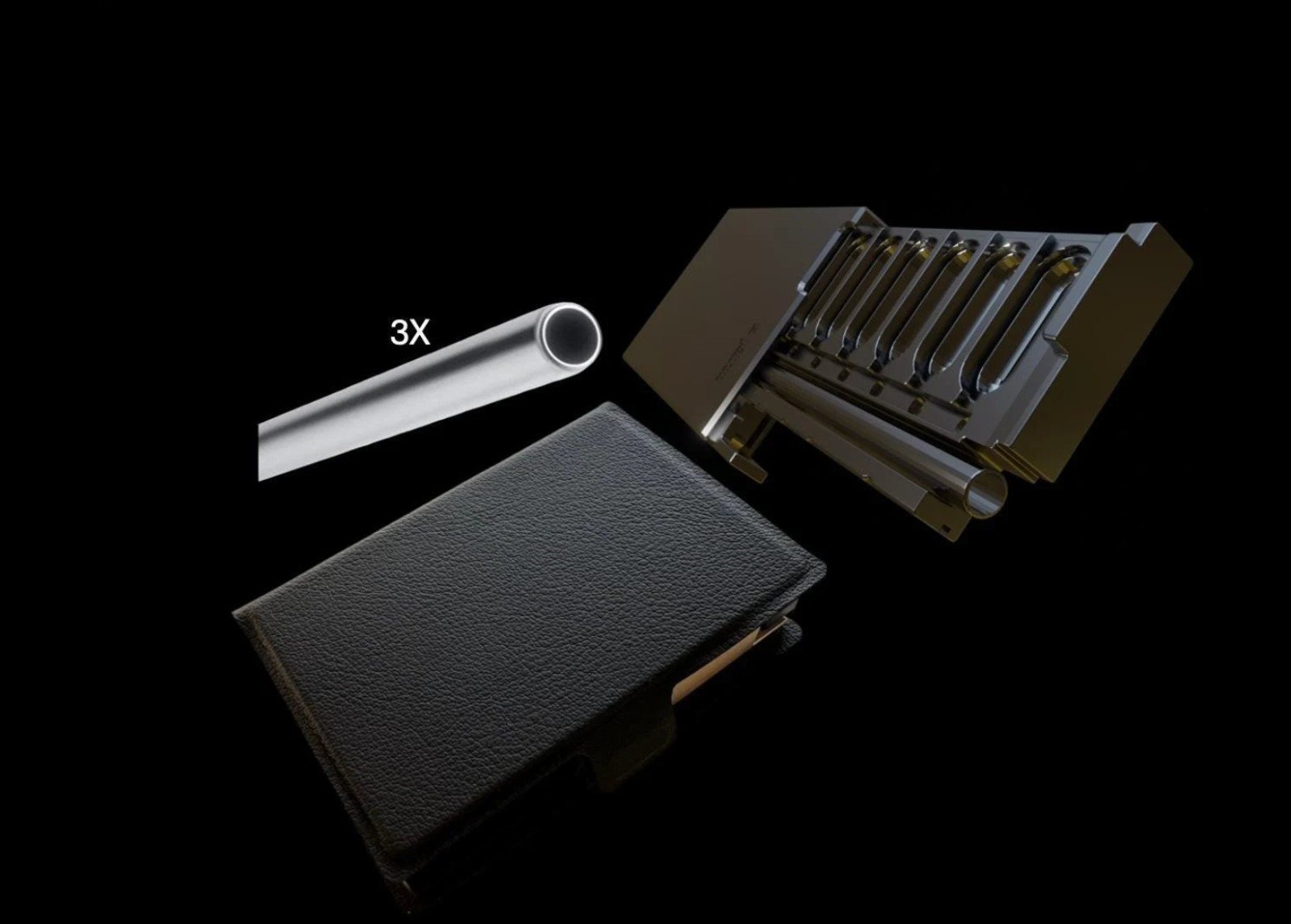 Full snuff kit - one black Snuff Wallet+3xStainless Steel straws + one pouch