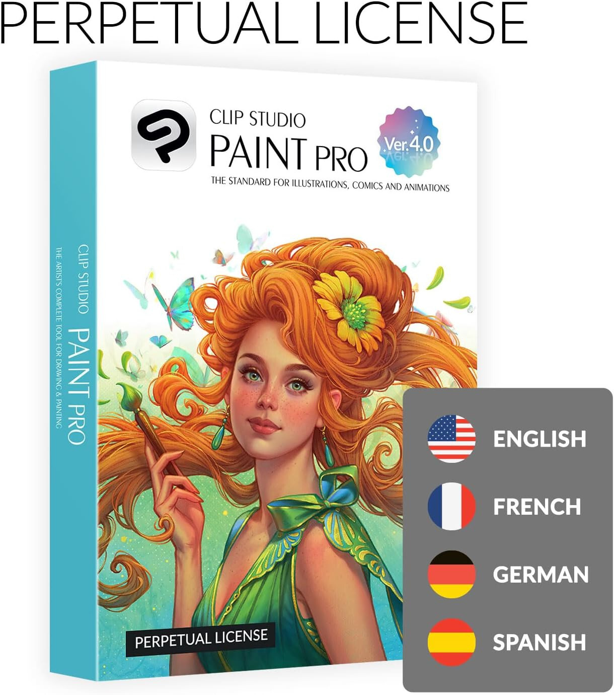 CLIP STUDIO PAINT PRO - Version 4 | Perpetual Lic - Retail Pack w/ Bonus Brushes