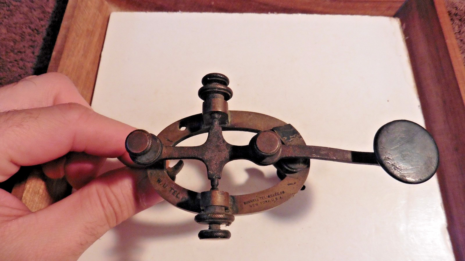 Western union telegraph Key - Morse Straight Key- JH Bunnell & Co