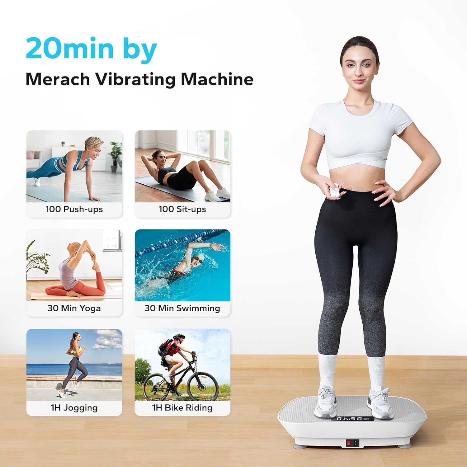 MERACH Vibration Plate Exercise Machine Whole Body Workout Power Fitness Platfor