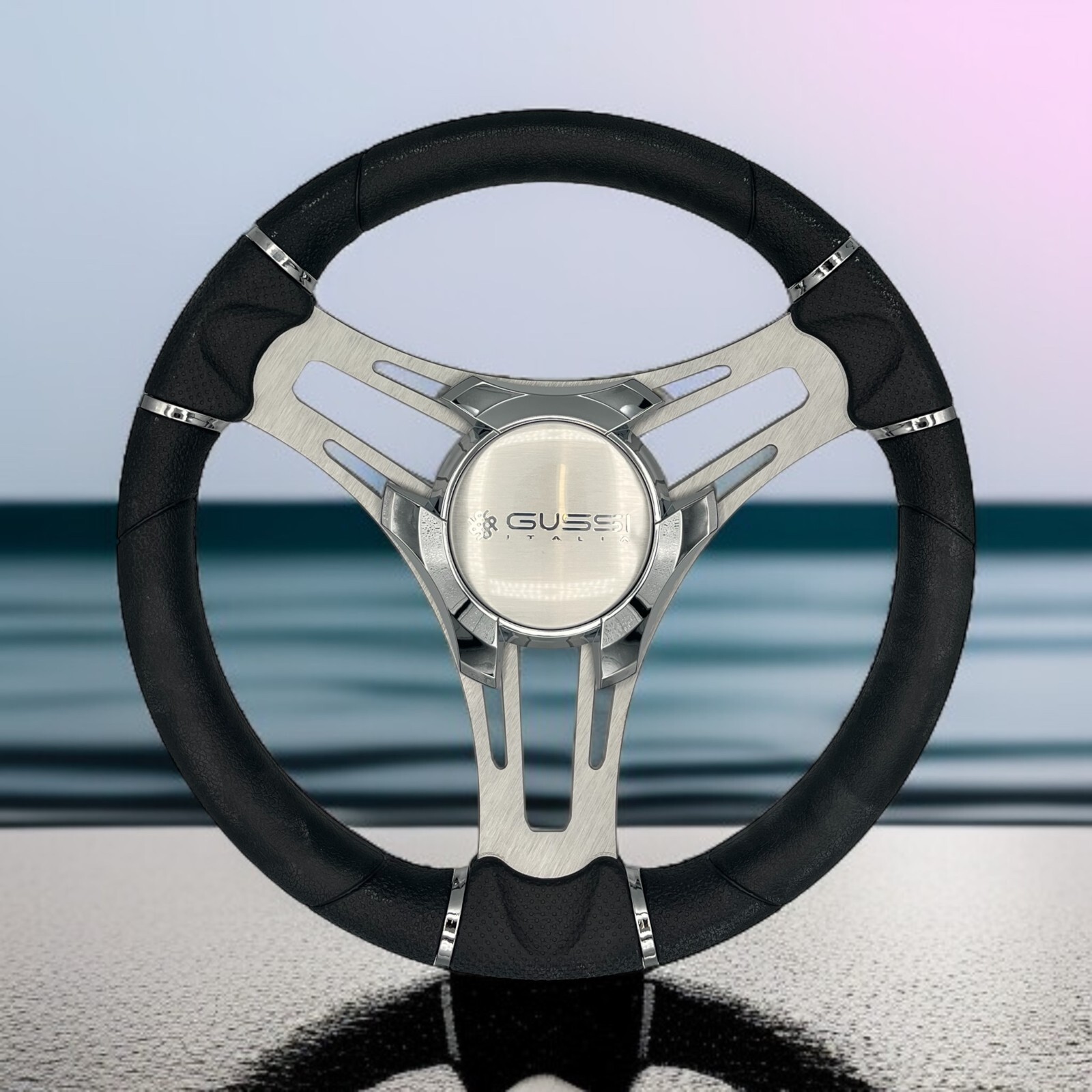 Verona Boat Steering Wheel Gray Brushed Aluminum Spokes KEYED or SPLINED HUB