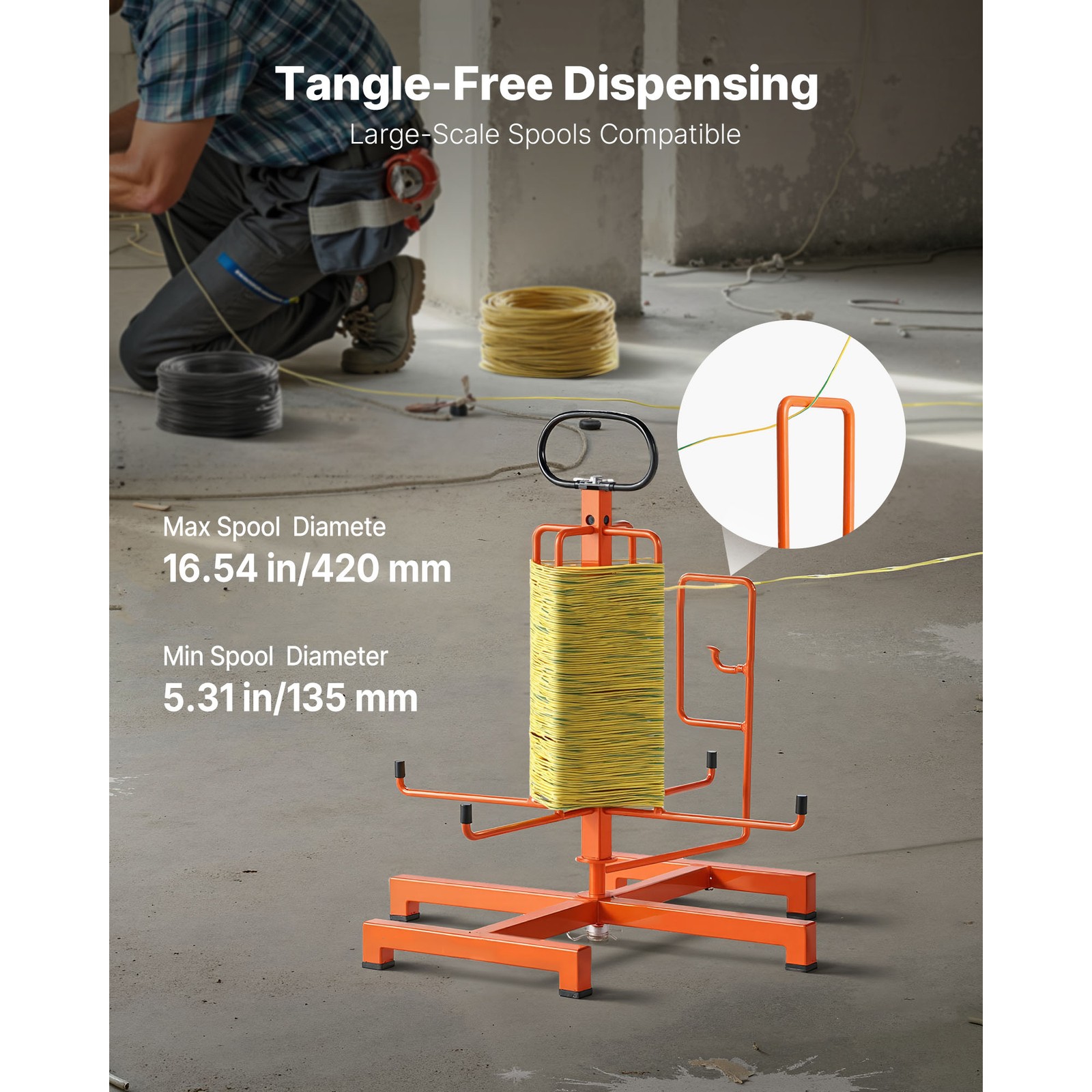 Cable Dispenser Floor or Stud Mounted Portable for Electrical Industrial Retail