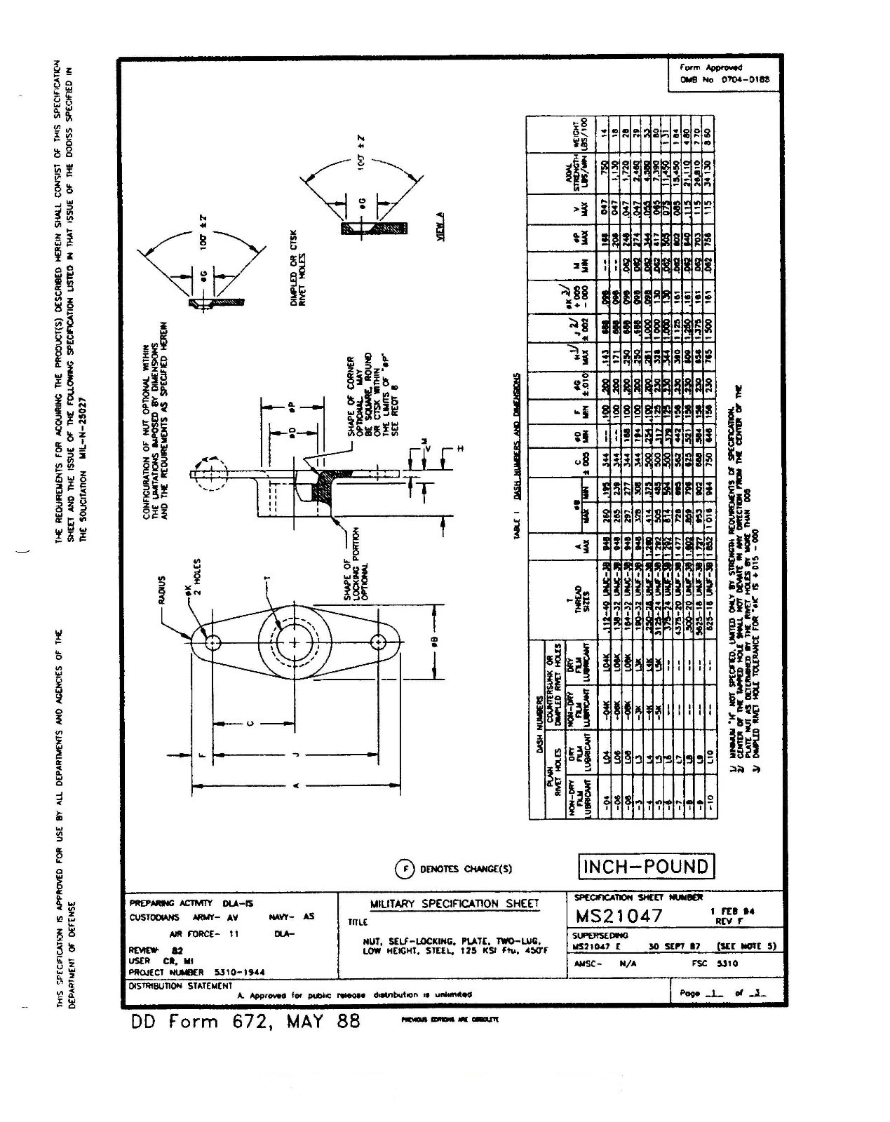 MS21047L08 NAS680A08 NUT 2 LUG STEEL DRY FILM SIZE 8-32 100/EA PACKAGE