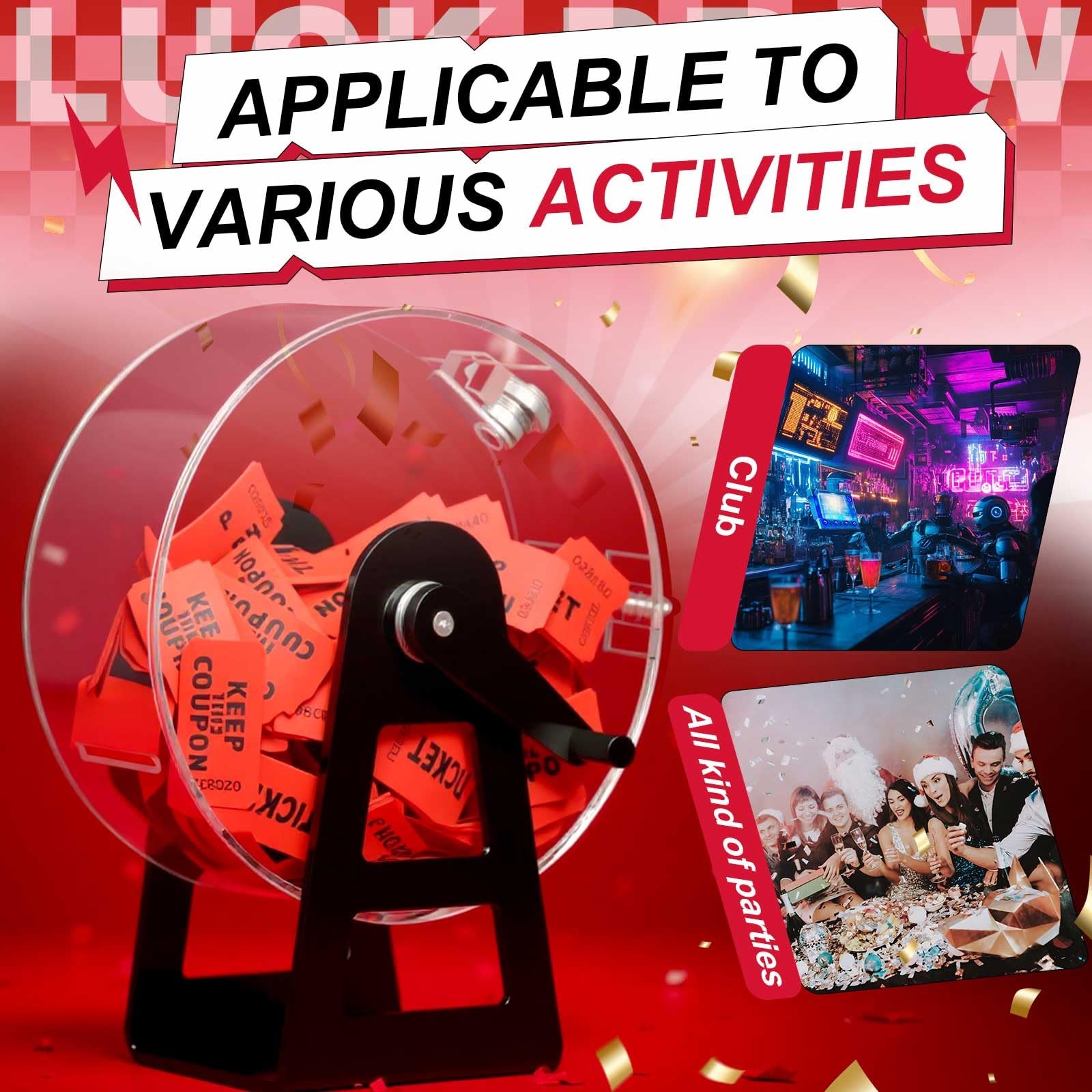 Acrylic Raffle Drum, 9.1 x 4 x 7 Inches Clear Raffle Tickets Spinner Cage wit...