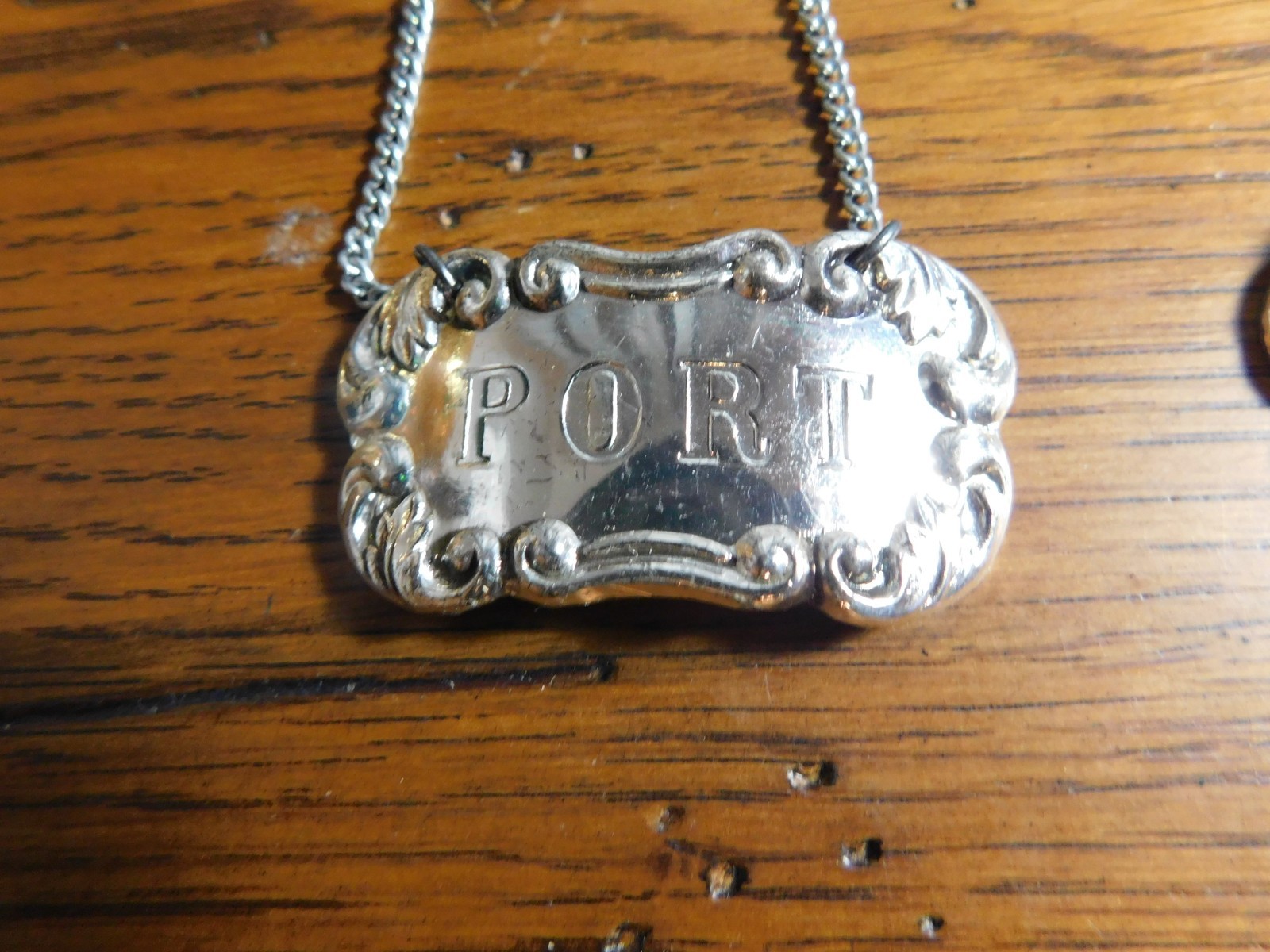 Vintage Set of 6 Liquor Bottle Decanter Label Tags Silver-plated Japan 1967-76