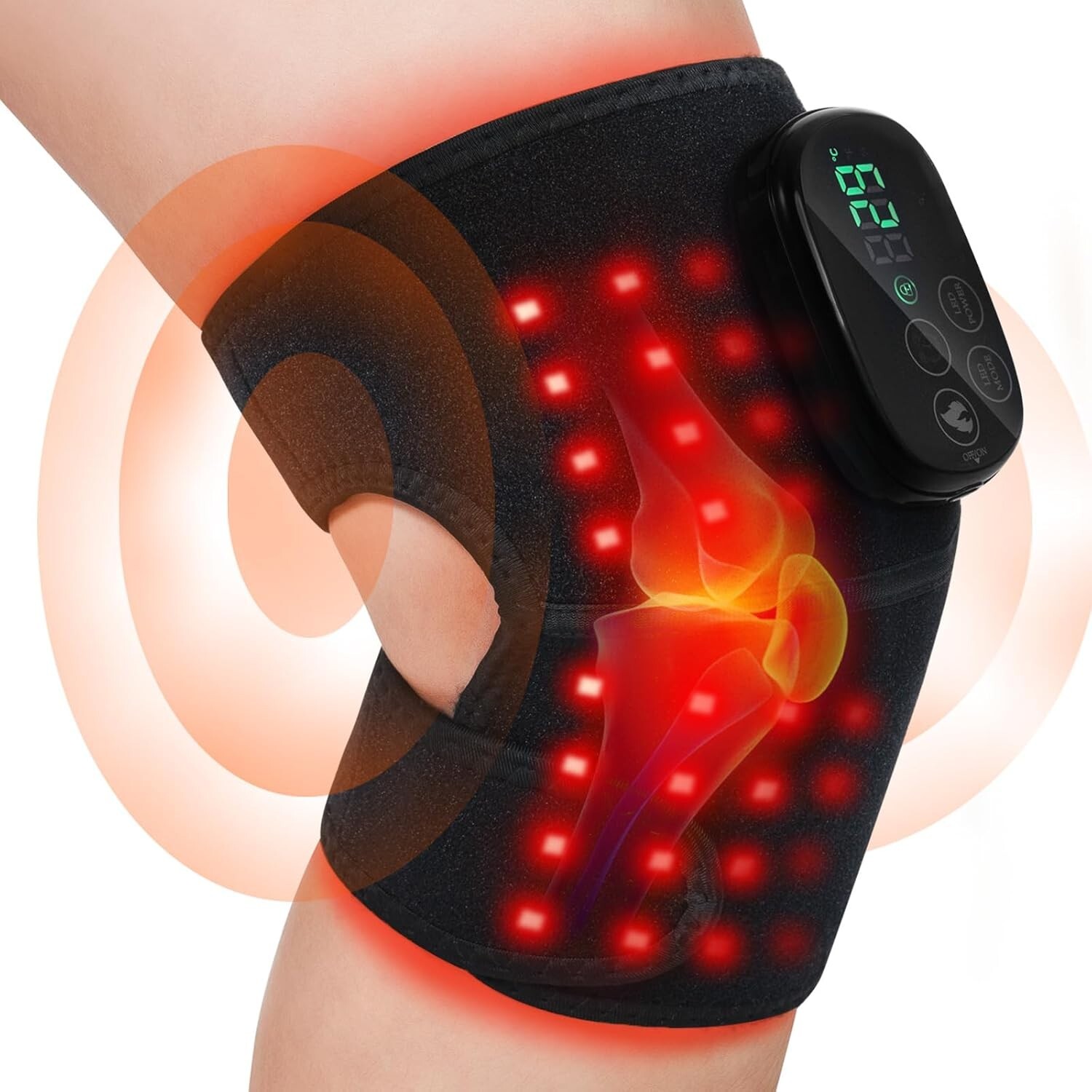 Red Light Therapy Knee Massager- Wireless Rechargeable Controller, 660nm&850n...