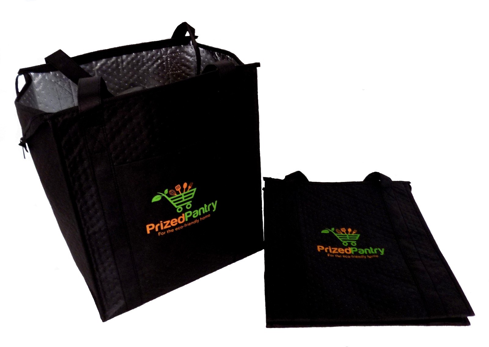 Set of 2 Insulated Reusable Grocery Shopping Bags, Large Food Delivery Tote Bags