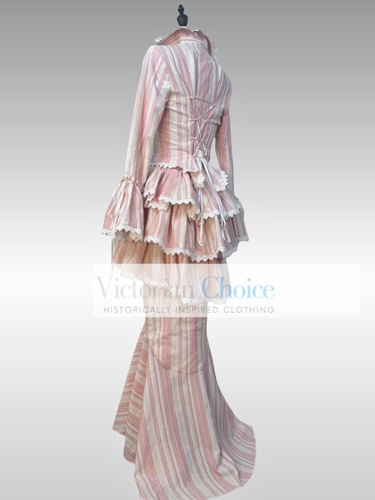 Edwardian Downton Abbey 1900s Vintage Form Fitting Peplum Dress Theater Gown 328