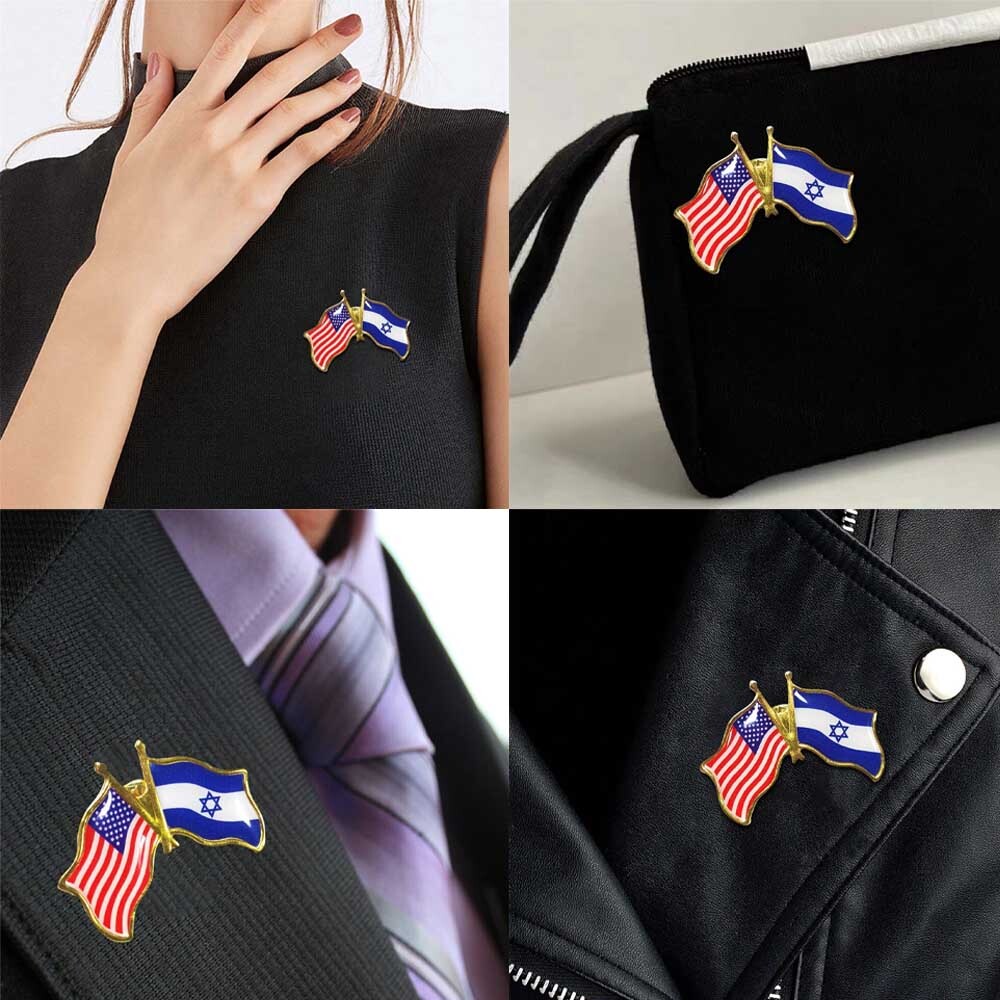 Wholesale Pack of 10 USA American Israel Friendship Flag Bike Hat Cap lapel Pin