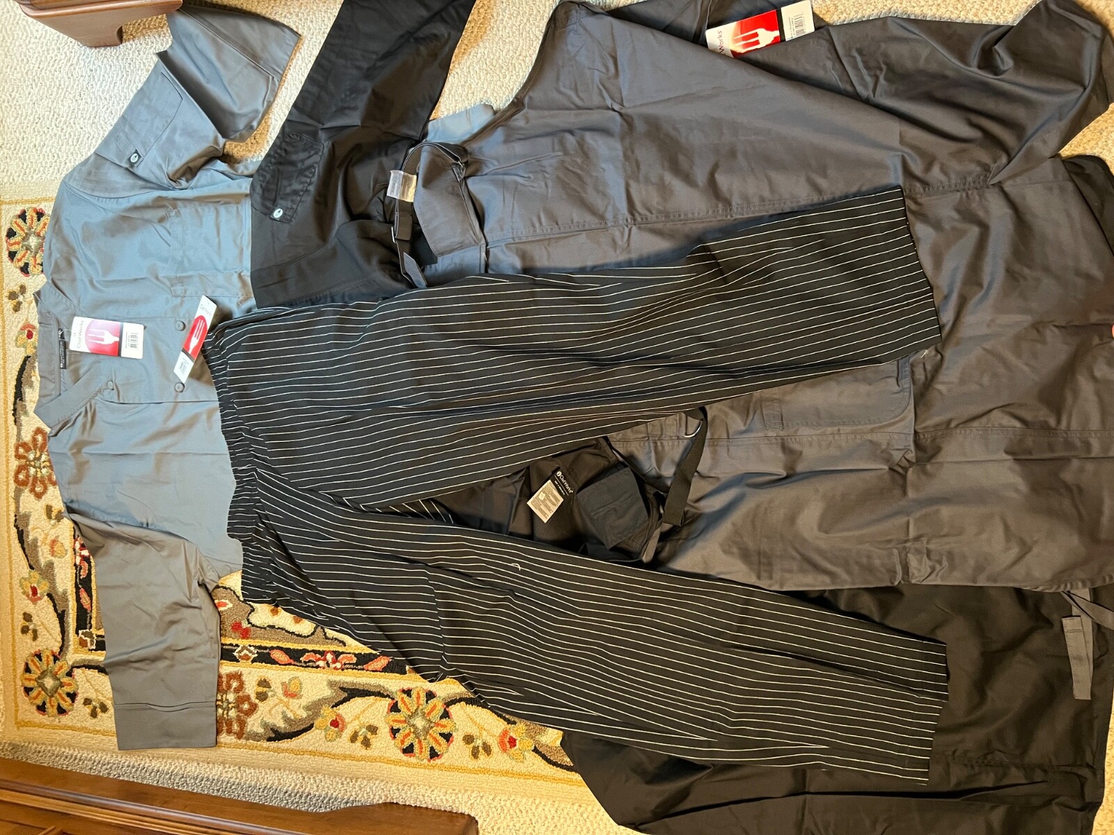 Chef Works lot of 5 chef jackets pants aprons new kitchen uniforms