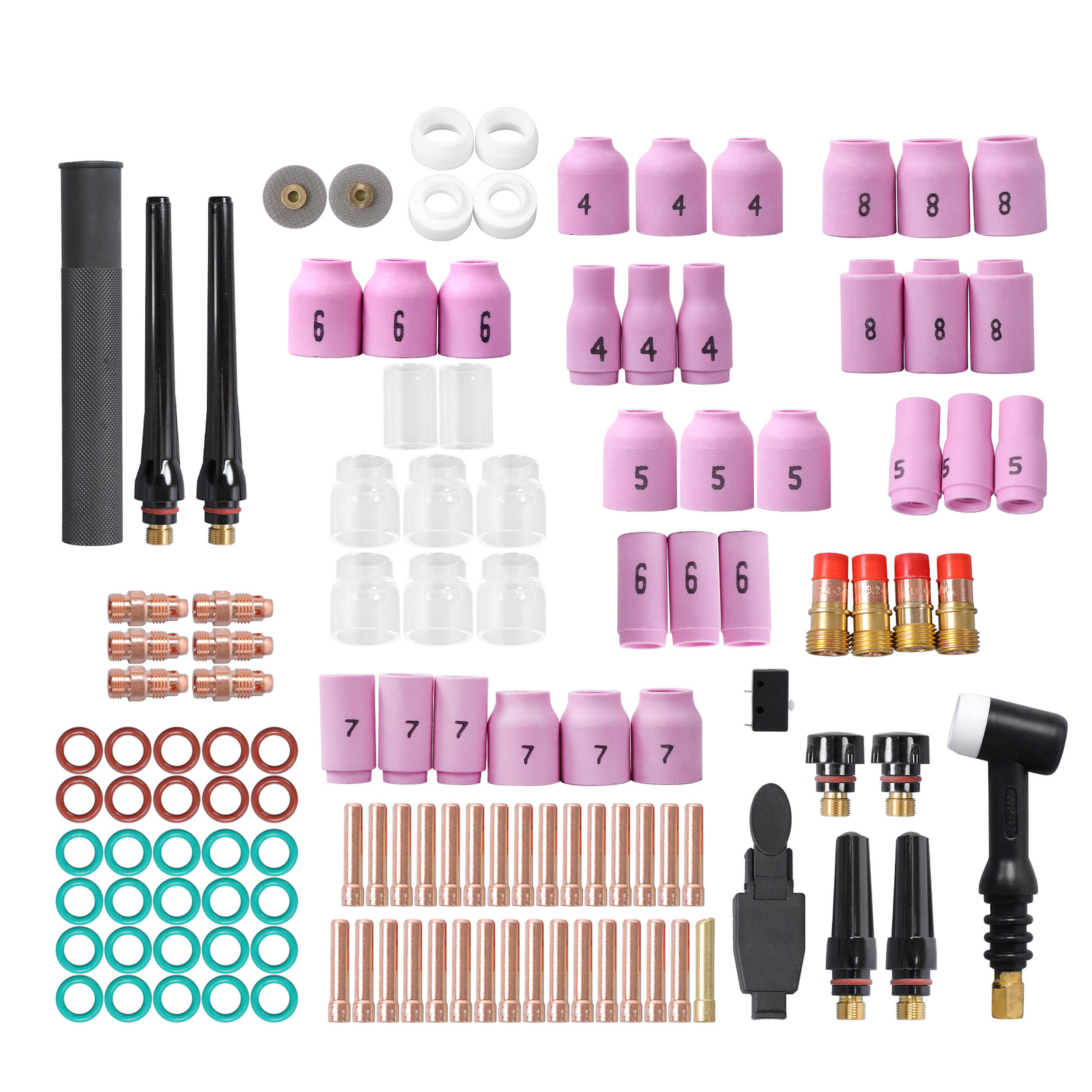 123 Pcs TIG Welding Torch Kit - Alumina Nozzle, Stubby Gas Lens for WP-17/18/26
