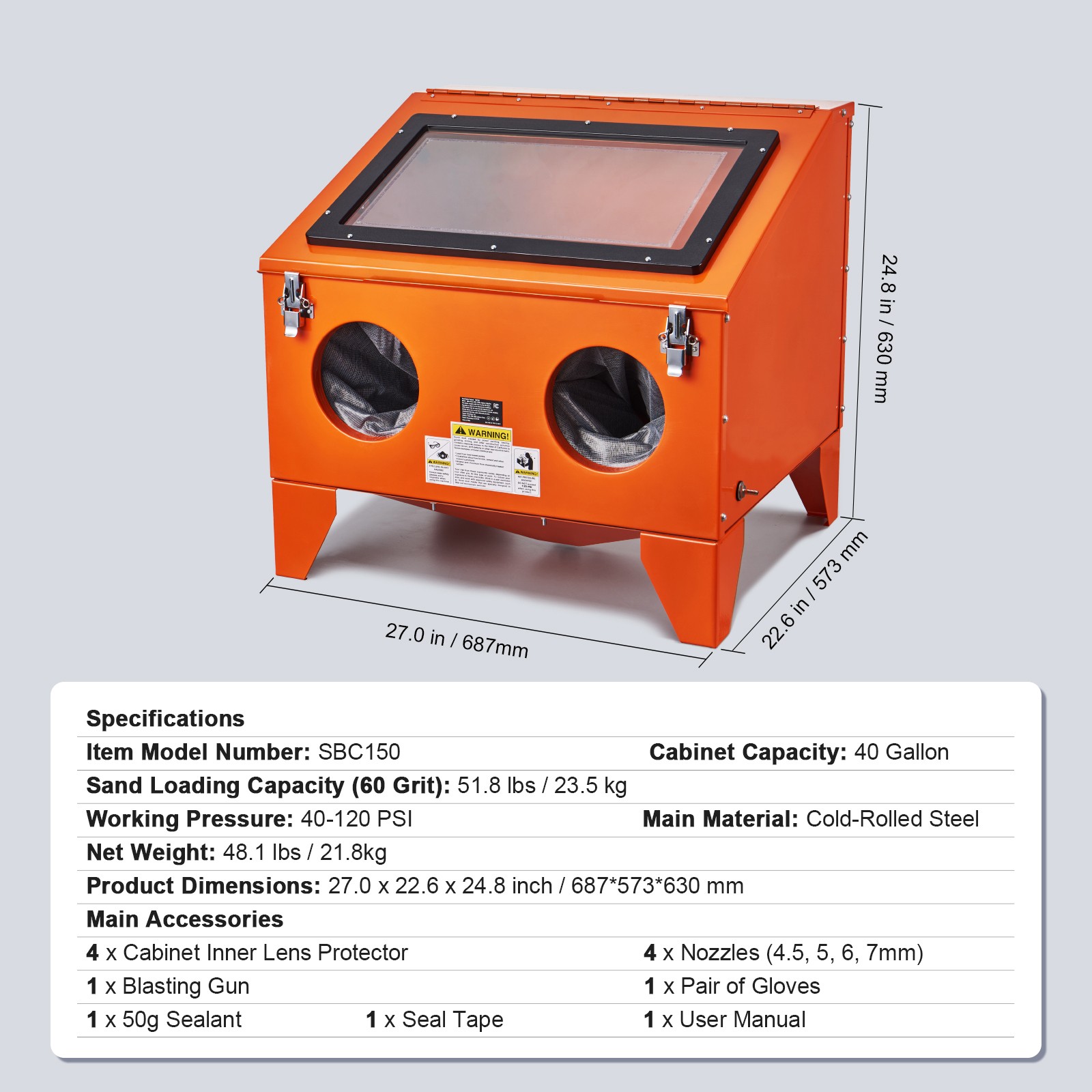 Uimoso 40 Gallon Sandblasting Cabinet with Blasting Gun and 4 Nozzles