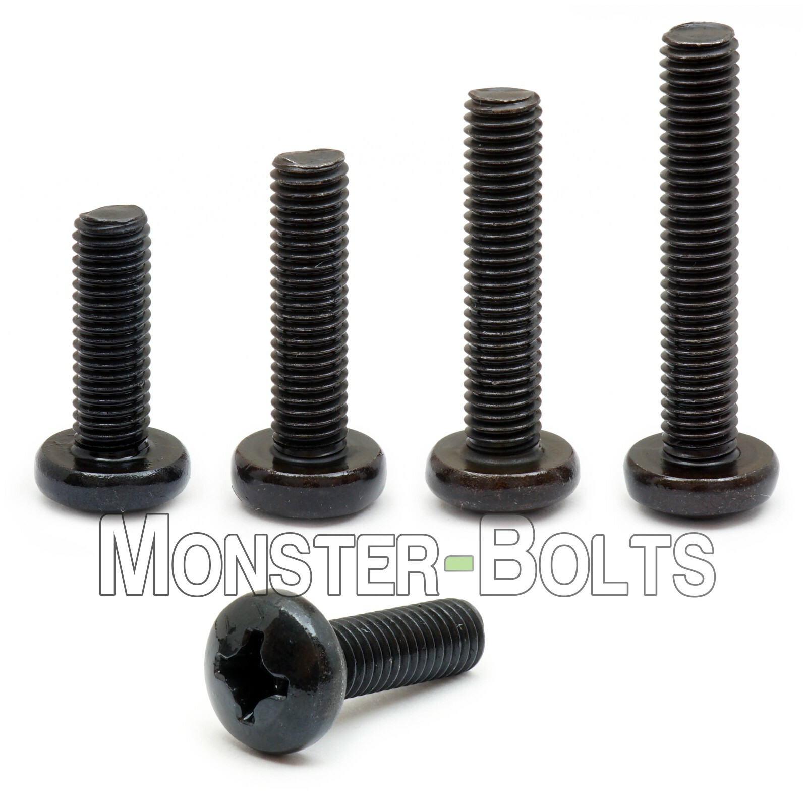 M4 / 4mm Phillips Pan Head Machine Screws, Steel, Black Oxide, DIN 7985A Metric