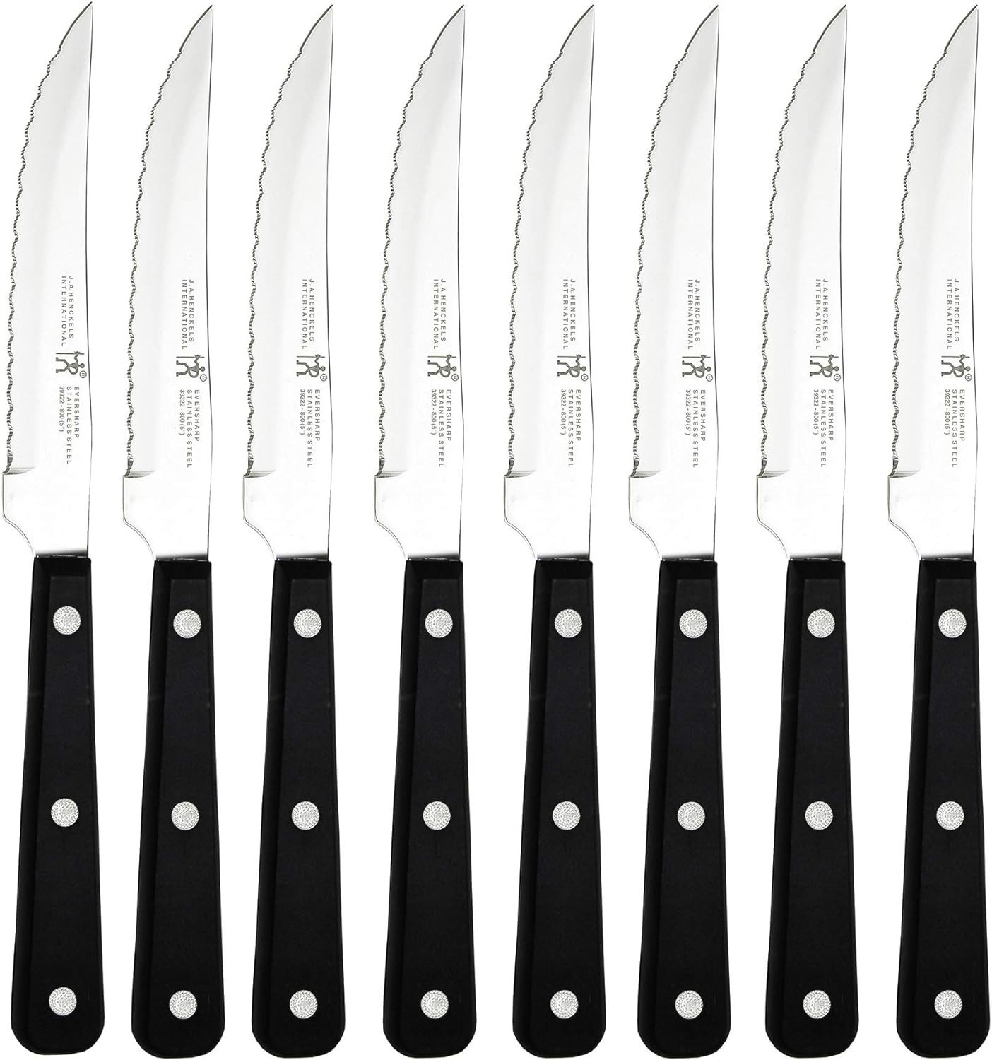 J A Henckels 8 Piece Eversharp Steak Knife Set Knives Stainless Steel Serrated