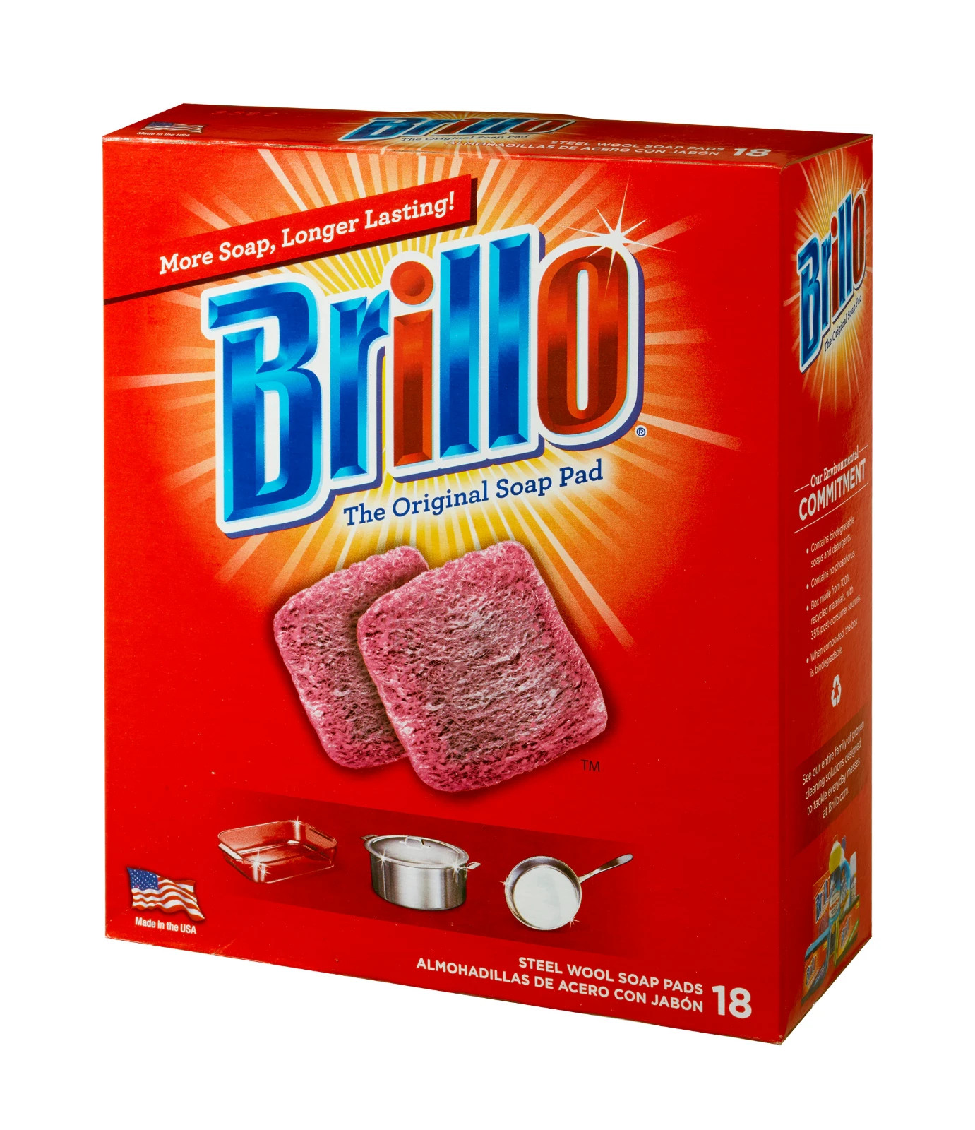 18 PADS - Brillo Steel Wool Scouring Soap Pad Pots Pans Grills Dishes Kitchen