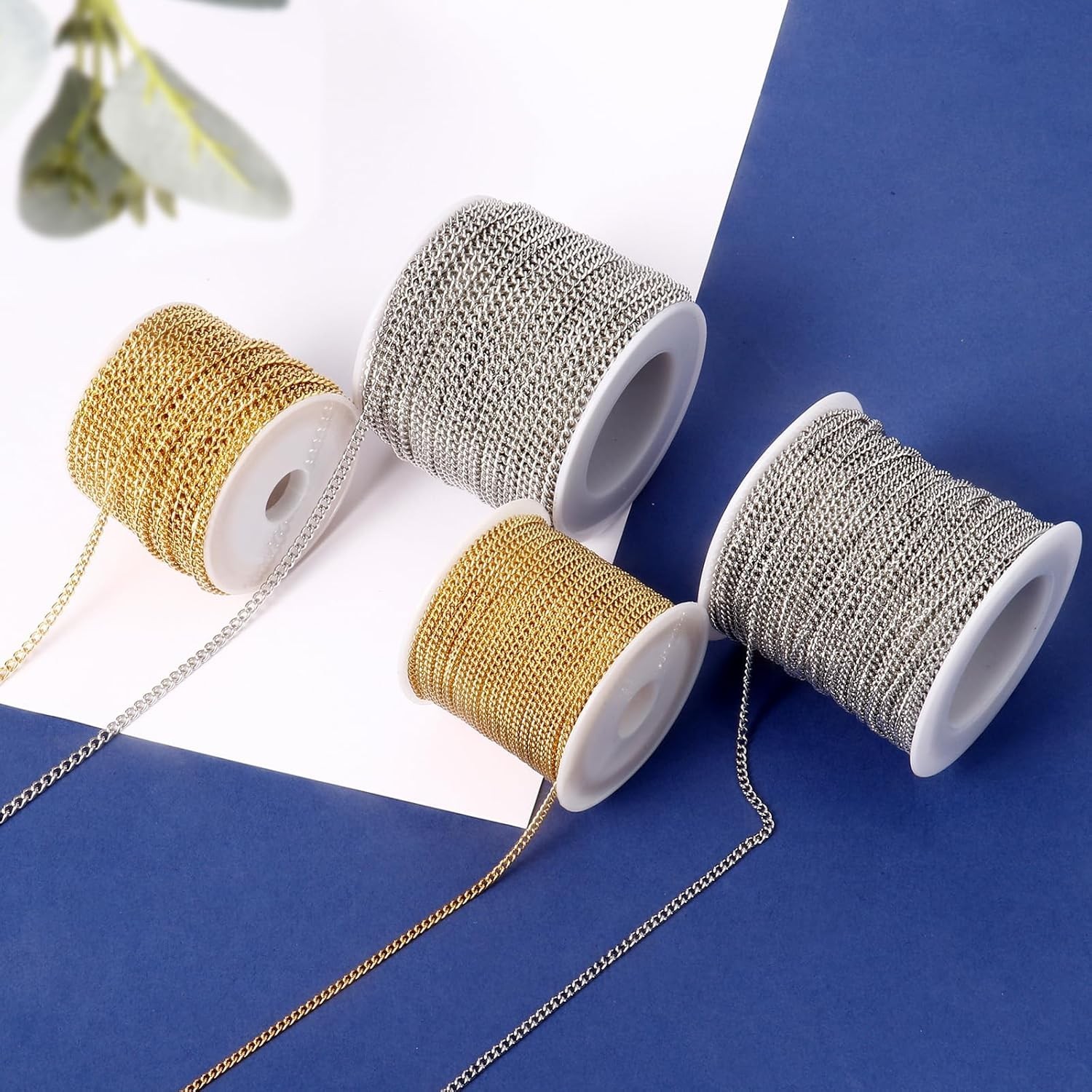 [66 FT] Stainless Steel Curb Chains Bulk for Jewelry Making, 2Mm 304 Stainless S