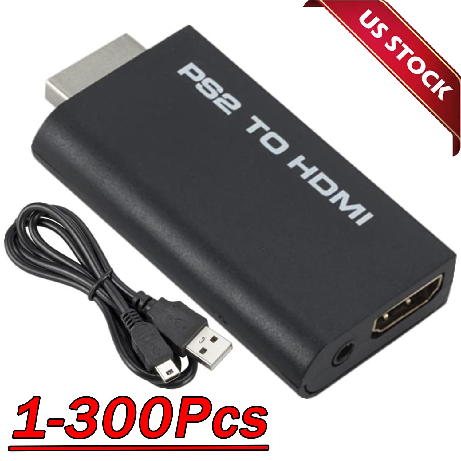 PS2 to HDMI Video Converter Adapter with 3.5mm Audio Output for HDTV Monitor Lot