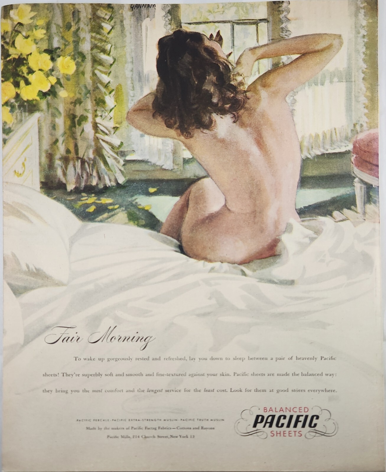 1946 Balanced pacific sheets Vintage ad fair morning