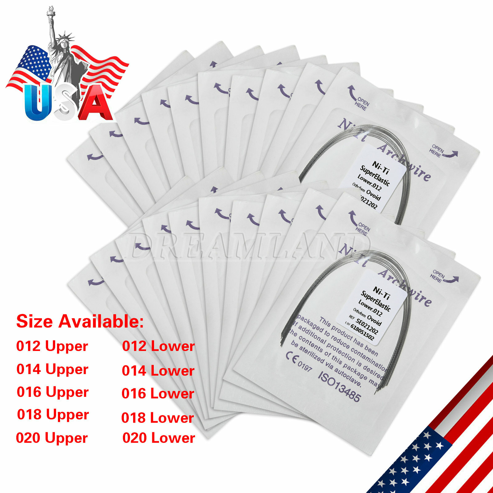 100 PCS dental orthodontic super elastic niti round arch wires Ovoid form 10 bag