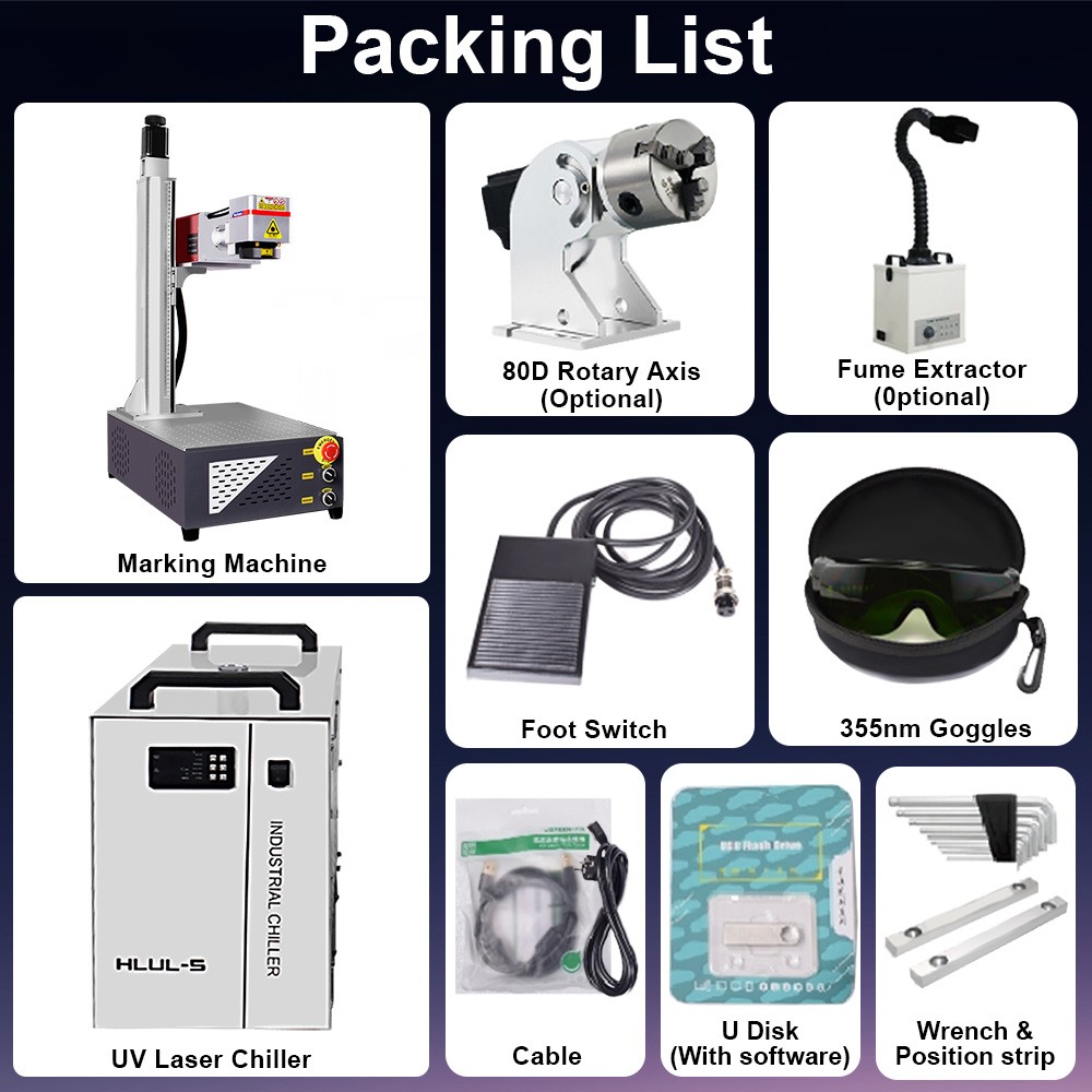 10W UV Laser Marking Machine 3D Crystal Laser Inside Engraving Motorized70&200mm