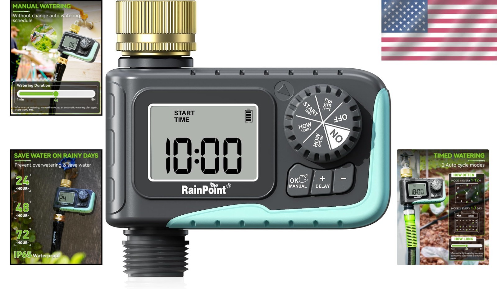 Customizable Water Timer with Brass Inlet for Lawns & Gardens – Digital Design