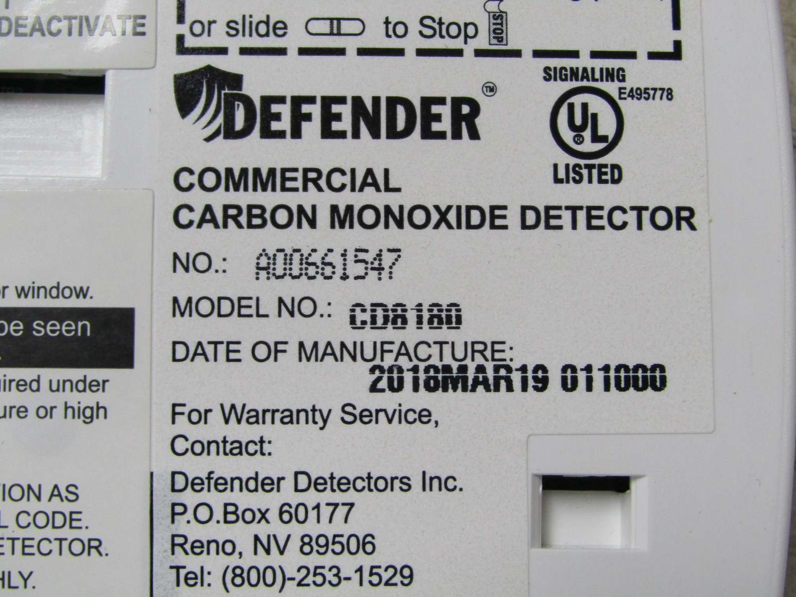 💥NEW DEFENDER CD8180 BATTERY POWERED COMMERCIAL CARBON MONOXIDE DETECTOR