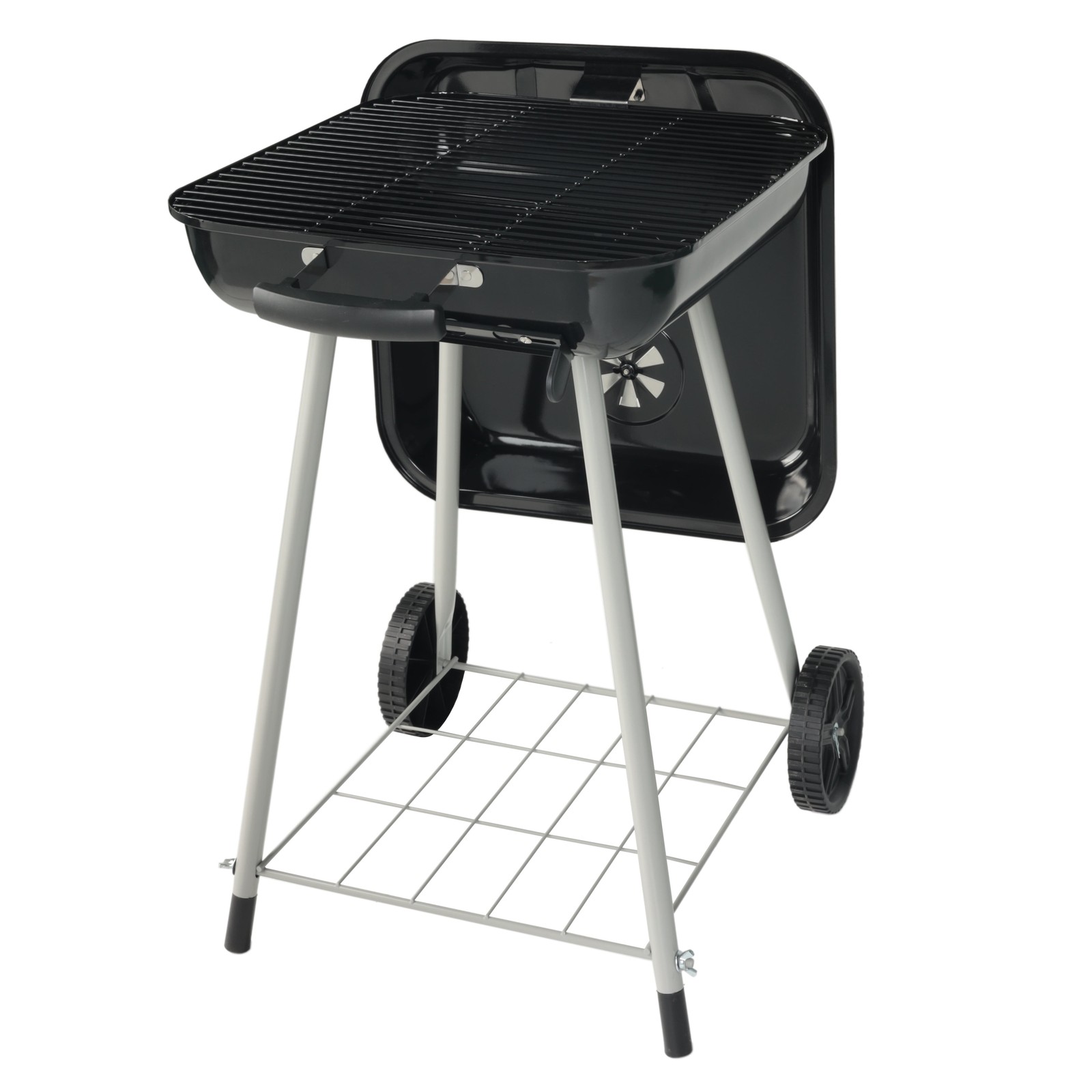 Charcoal Grill, 17.5 Inch Charcoal Grill with Wheels, Black