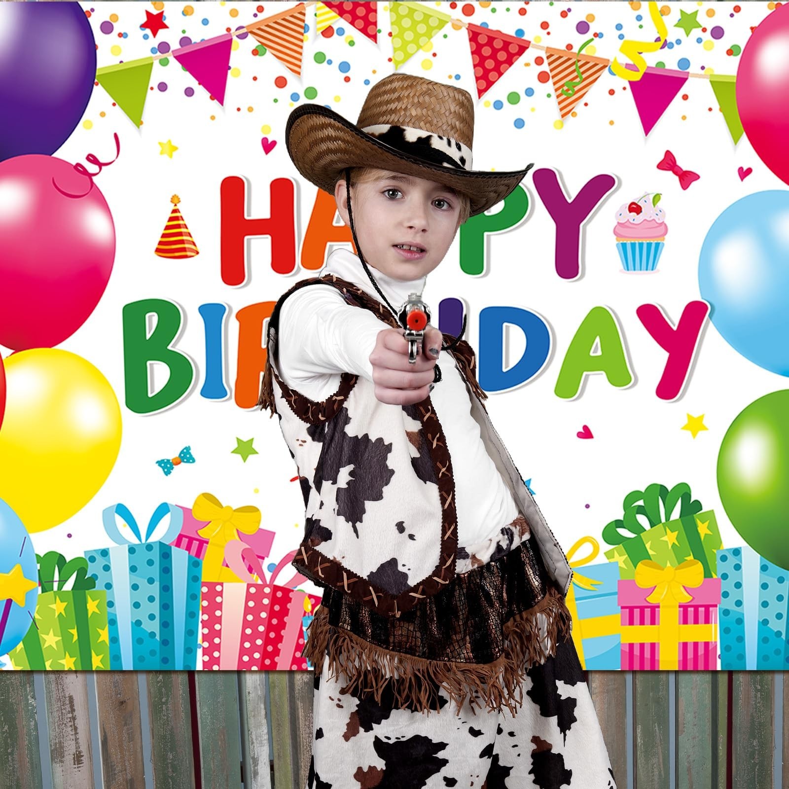 7 x 5 FT Happy Birthday Backdrop - Colorful Birthday Banner Wall Hanging, Fun...