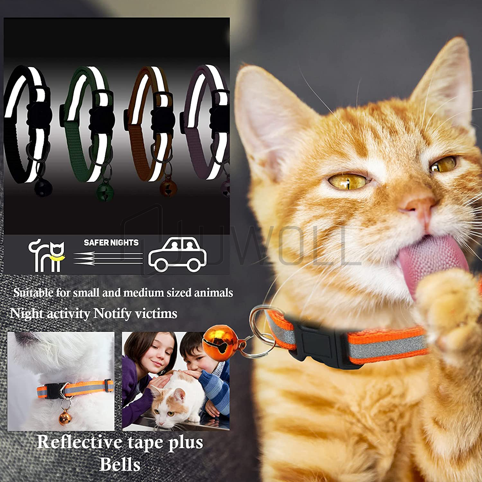 Reflective Nylon Collars With Bell For Cat kitten Small Dog Puppy Pet Adjustable