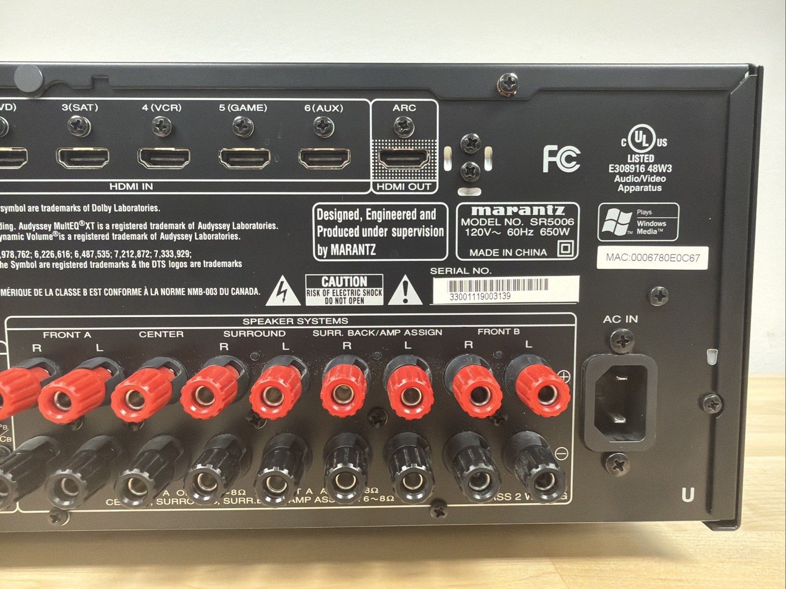 Marantz SR5006 Home Theater Receiver Excellent Condition **Tested/Works**