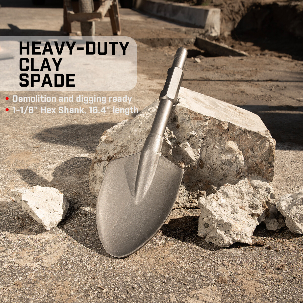 XtremepowerUS Shovel Jack Hammer Bit 1-1/8" Hex Clay Spade Shovel Head w/ Case