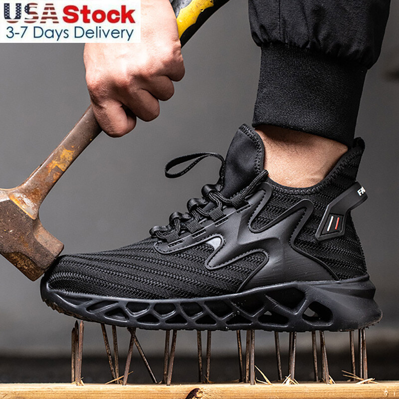 Mens' Sneakers Safety Work Shoes Steel Toe Anti-smash Boots Indestructible Shoes