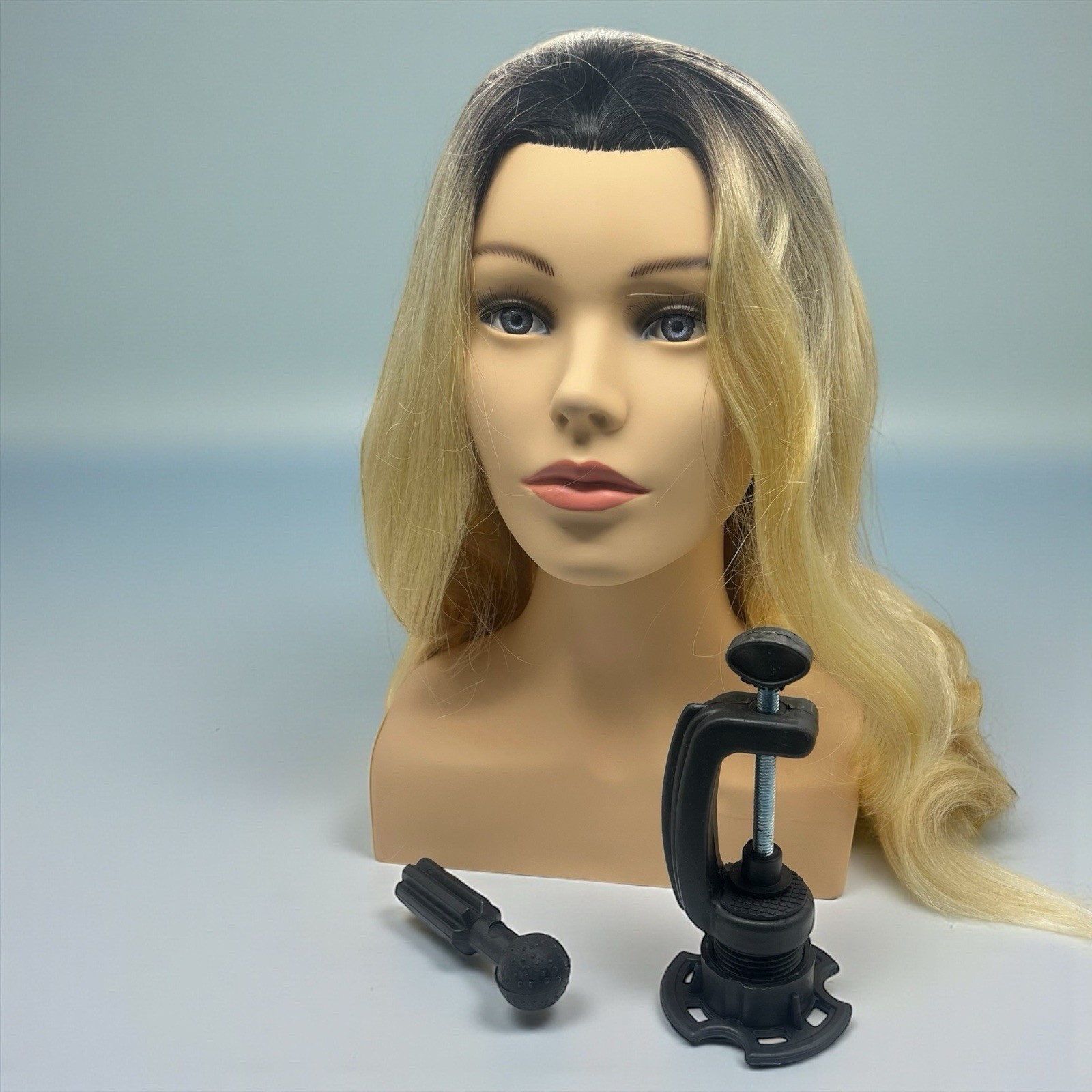 24" Cosmetology Mannequin Head 100% Human Hair Haircut Styling Training Doll