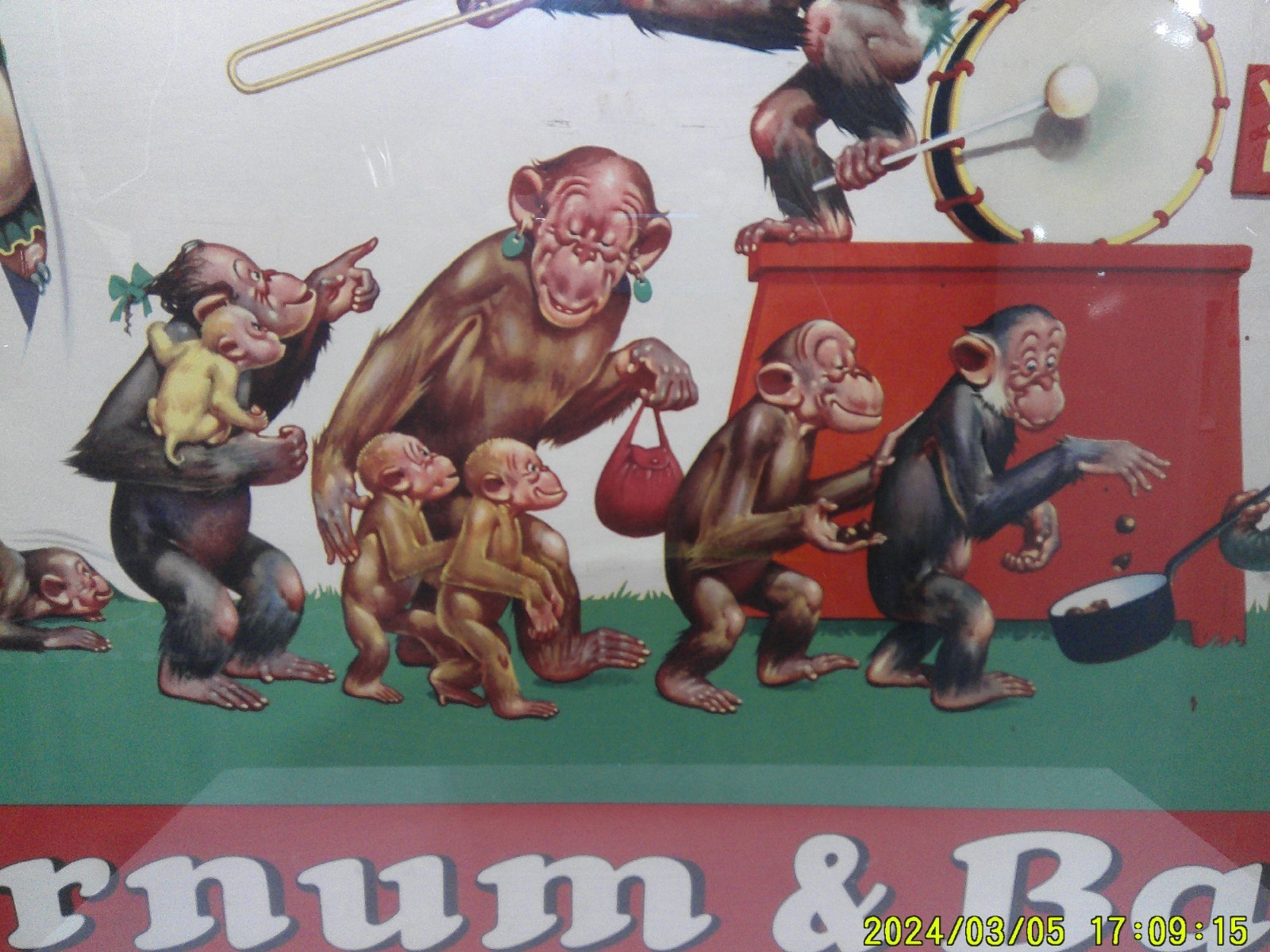 Vintage Ringling Bros Barnum & Bailey Monkey Circus Poster Artist Signed Framed