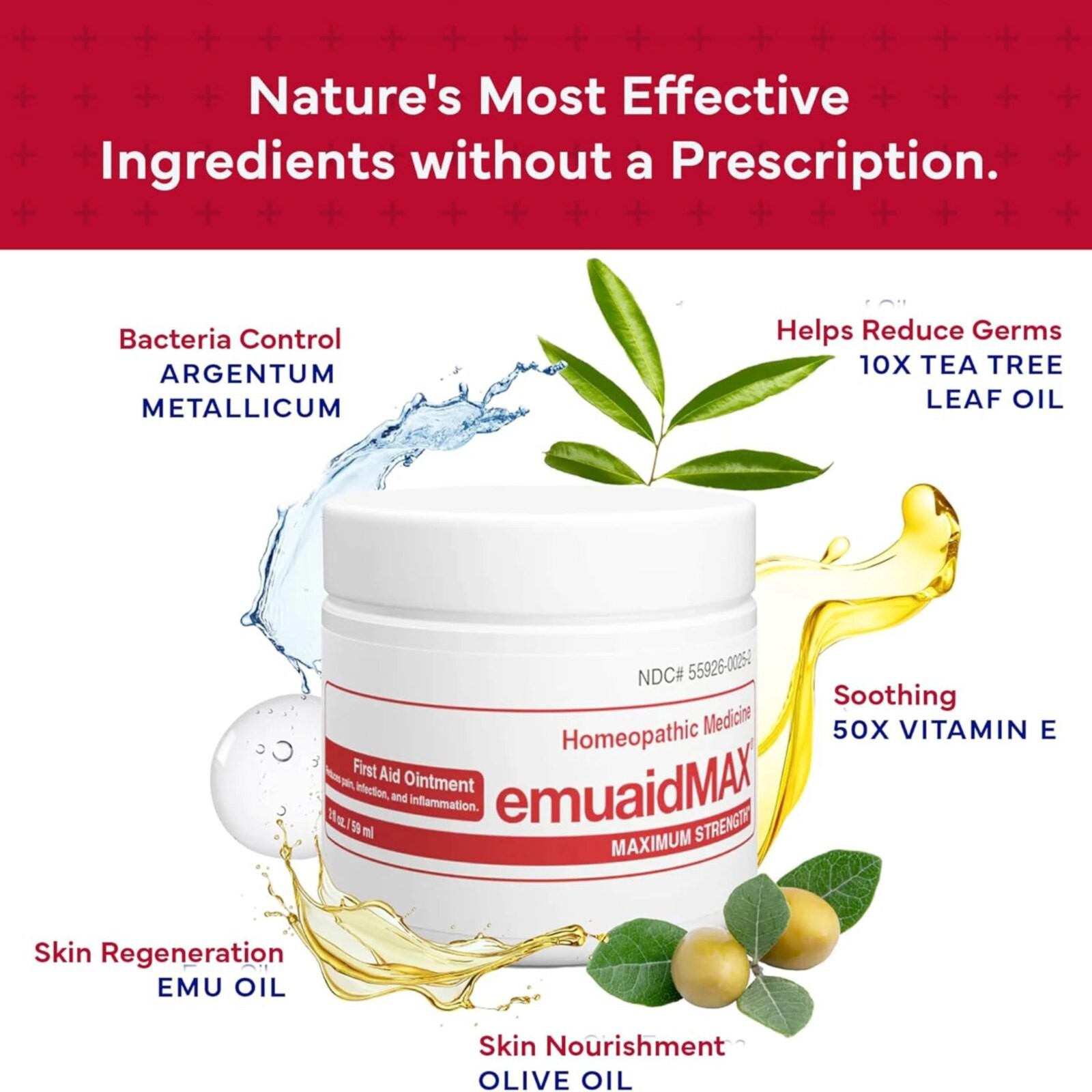 EMUAID Max First Aid Ointment For Reduces Pain, Infection, Inflammation 2oz.