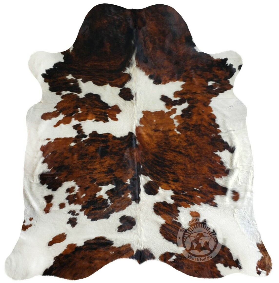 Real Cowhide Rug Tricolor  - Size 6 x 6-7’