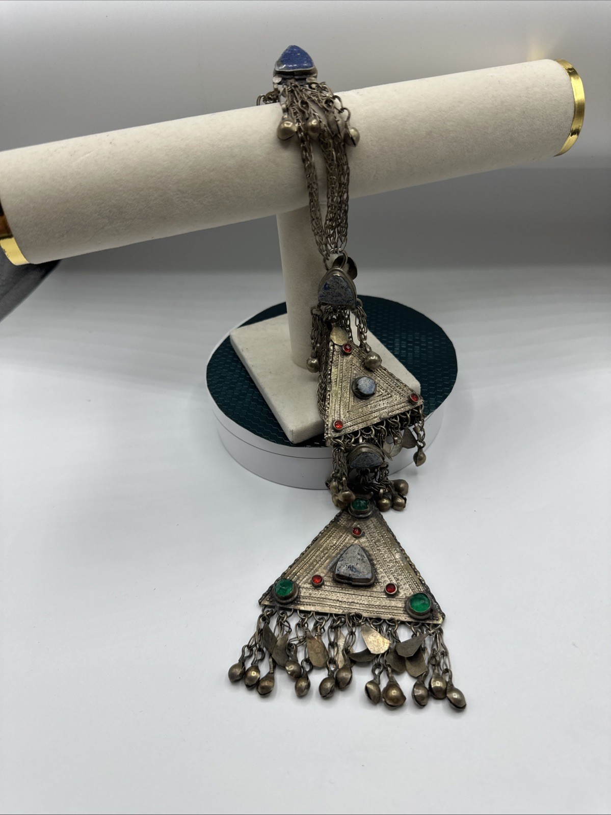 Vtg Tribal Kuchi MultiStones and Alpaca Hair Piece. Sonorous rattling.See pics.