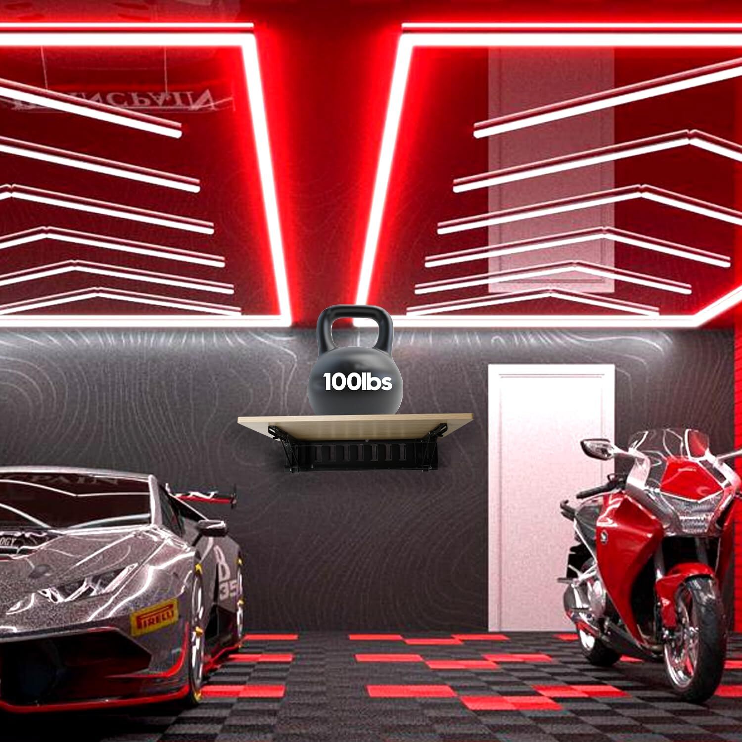 12''Double Fittings E Track Shelf Bracket- Hinged Collapsible Table Brackets