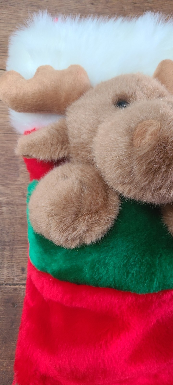 Vintage Prima Creations Reindeer Moose Plush Christmas Stocking Fluffy