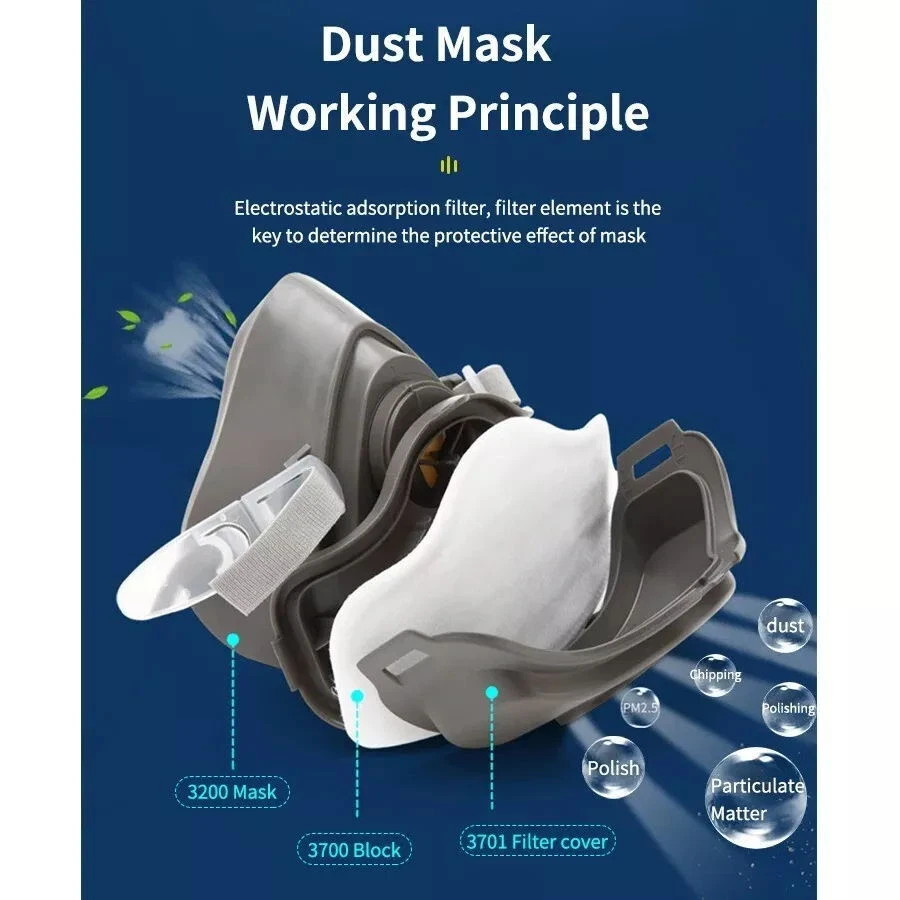 Premium Dust Respirator Mask with 10 Replaceable Filters for Industrial Protect