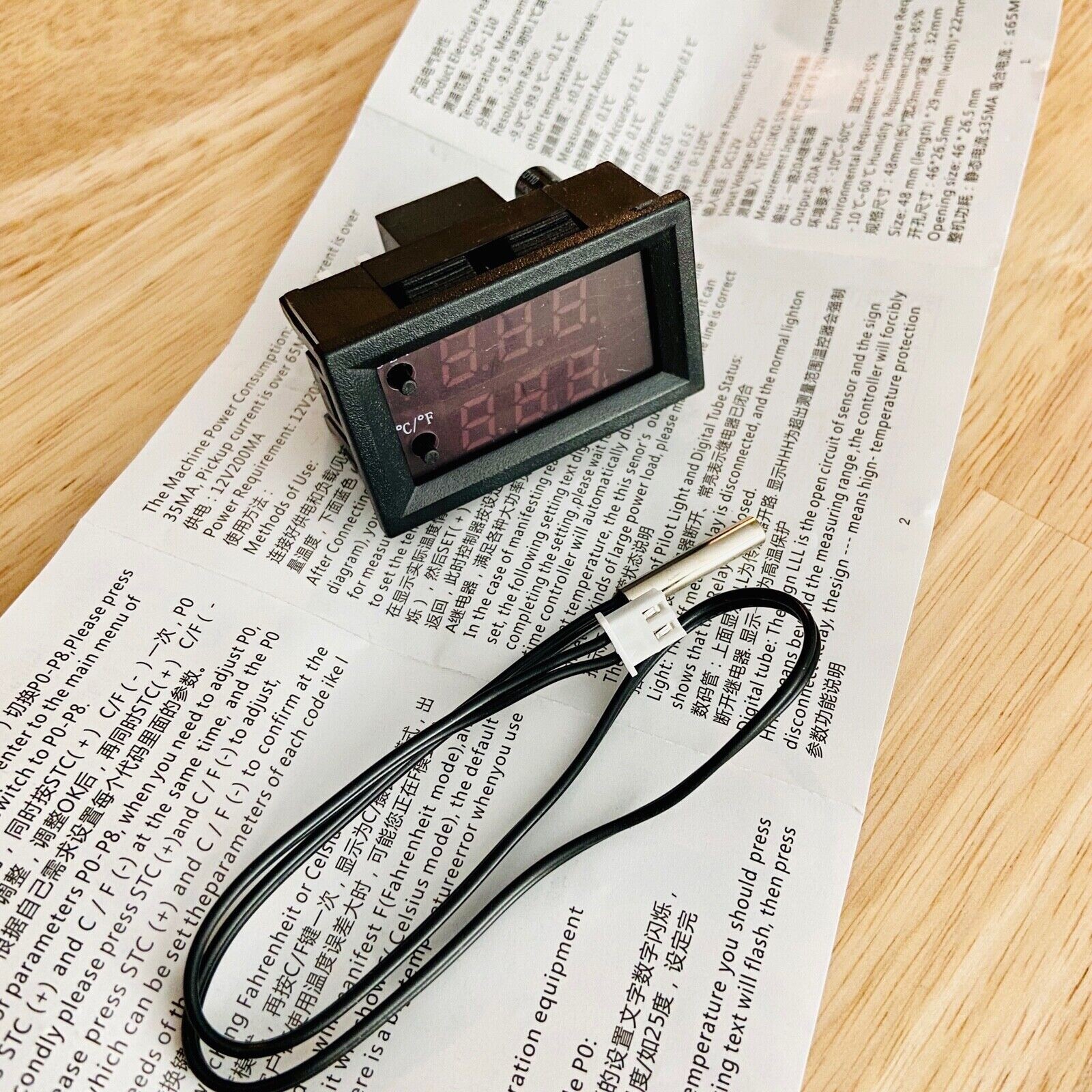 Digital LED Microcomputer Thermostat Controller Switch Temperature Sensor 12V